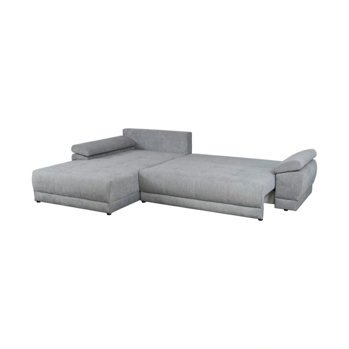 Coltar extensibil EVEREST, universal, stofa catifelata gri - Monolith 85, cu lada depozitare, 308x213x90 cm