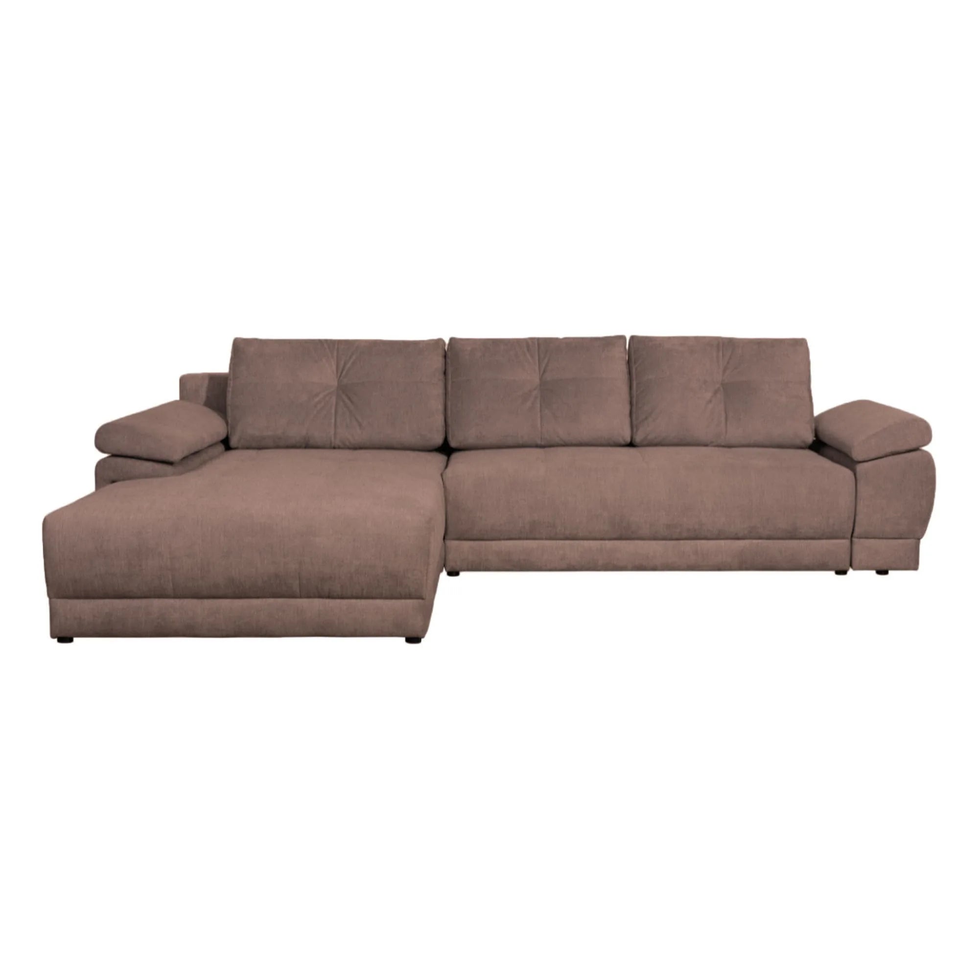 Coltar extensibil EVEREST, universal, stofa catifelata maro - Element05, cu lada depozitare, 314x213x90 cm