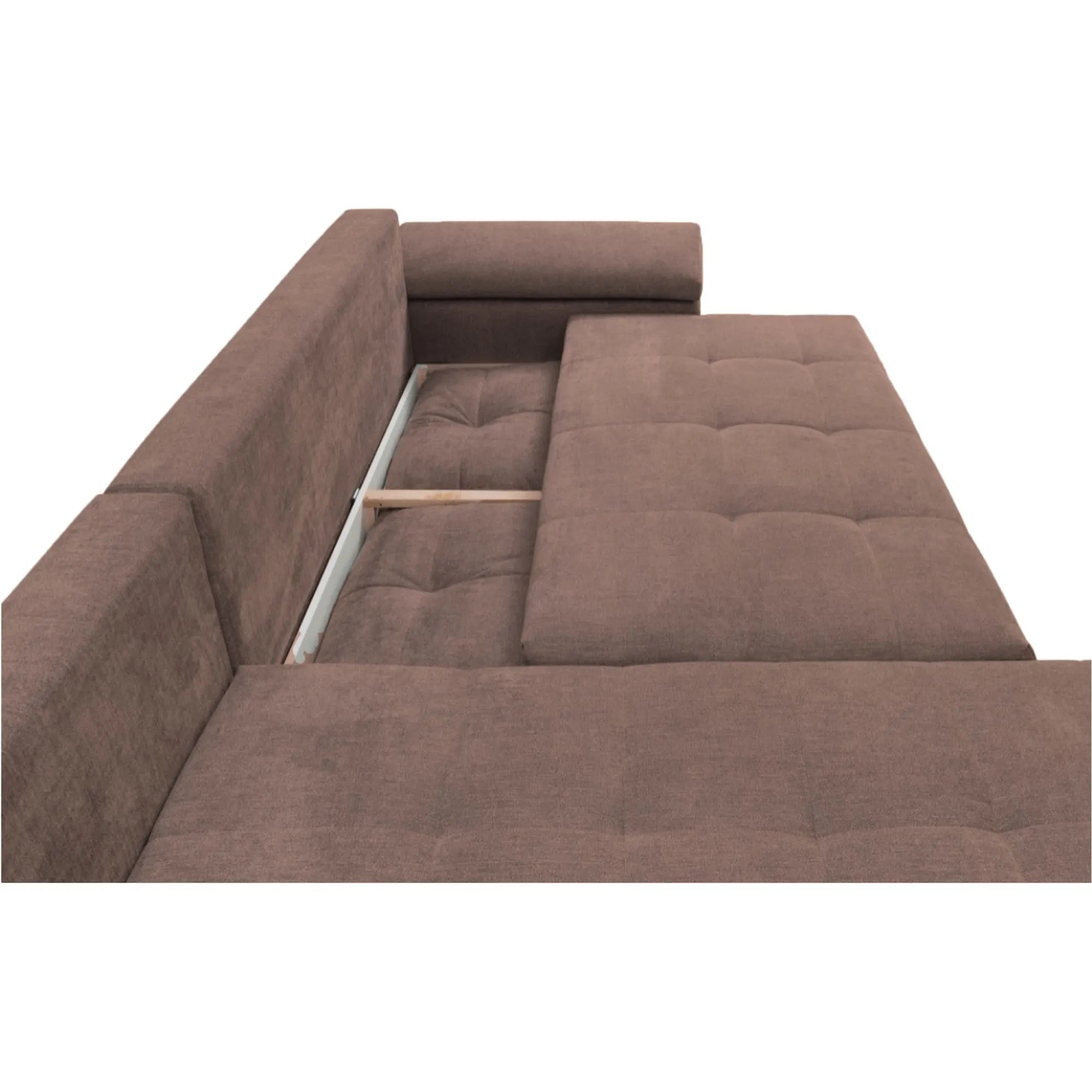 Coltar extensibil EVEREST, universal, stofa catifelata maro - Element05, cu lada depozitare, 314x213x90 cm