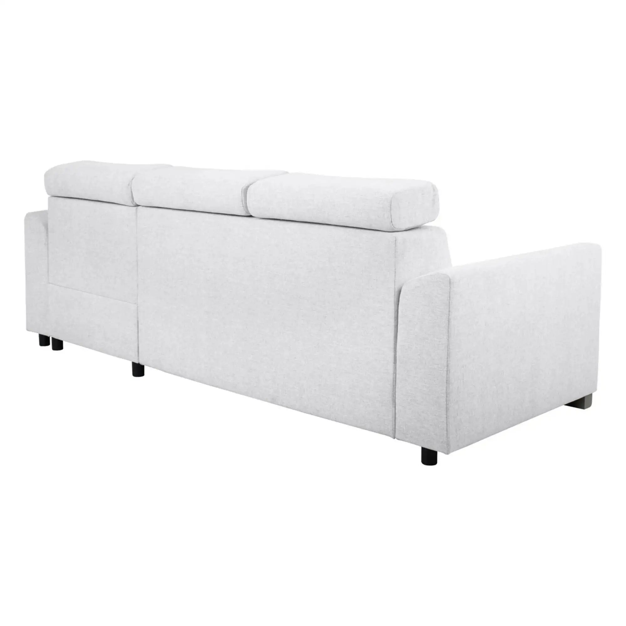 Coltar extensibil EVIA, universal, stofa clasica gri deschis - Sorella 01, cu lada depozitare, 243x186x98 cm