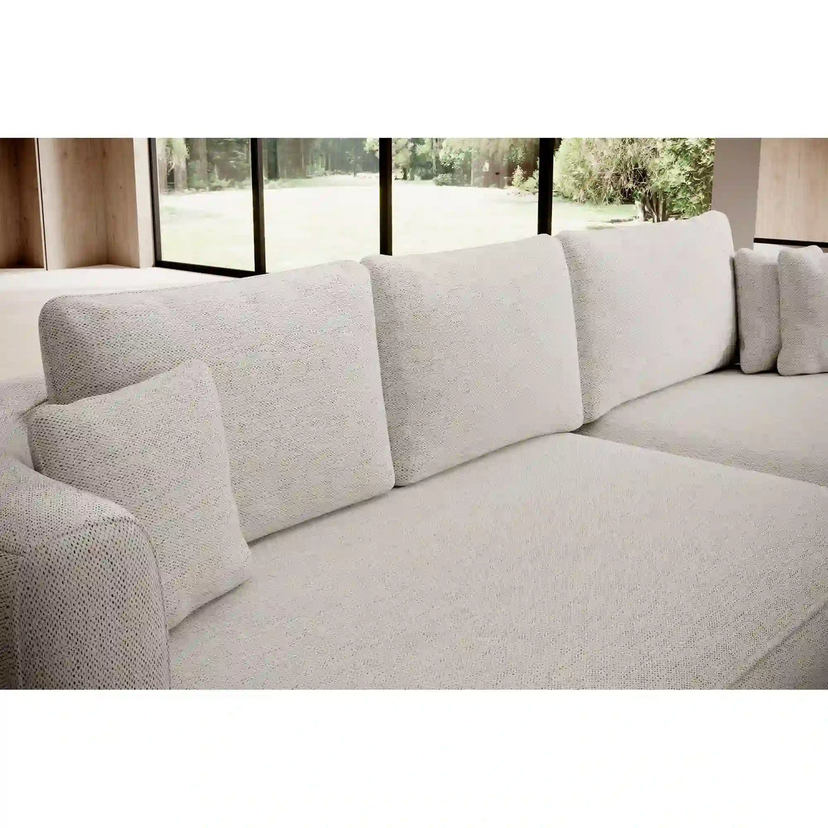 Coltar extensibil FIORE, personalizabil materiale Gama Premium, cu lada depozitare, 284x183x82 cm
