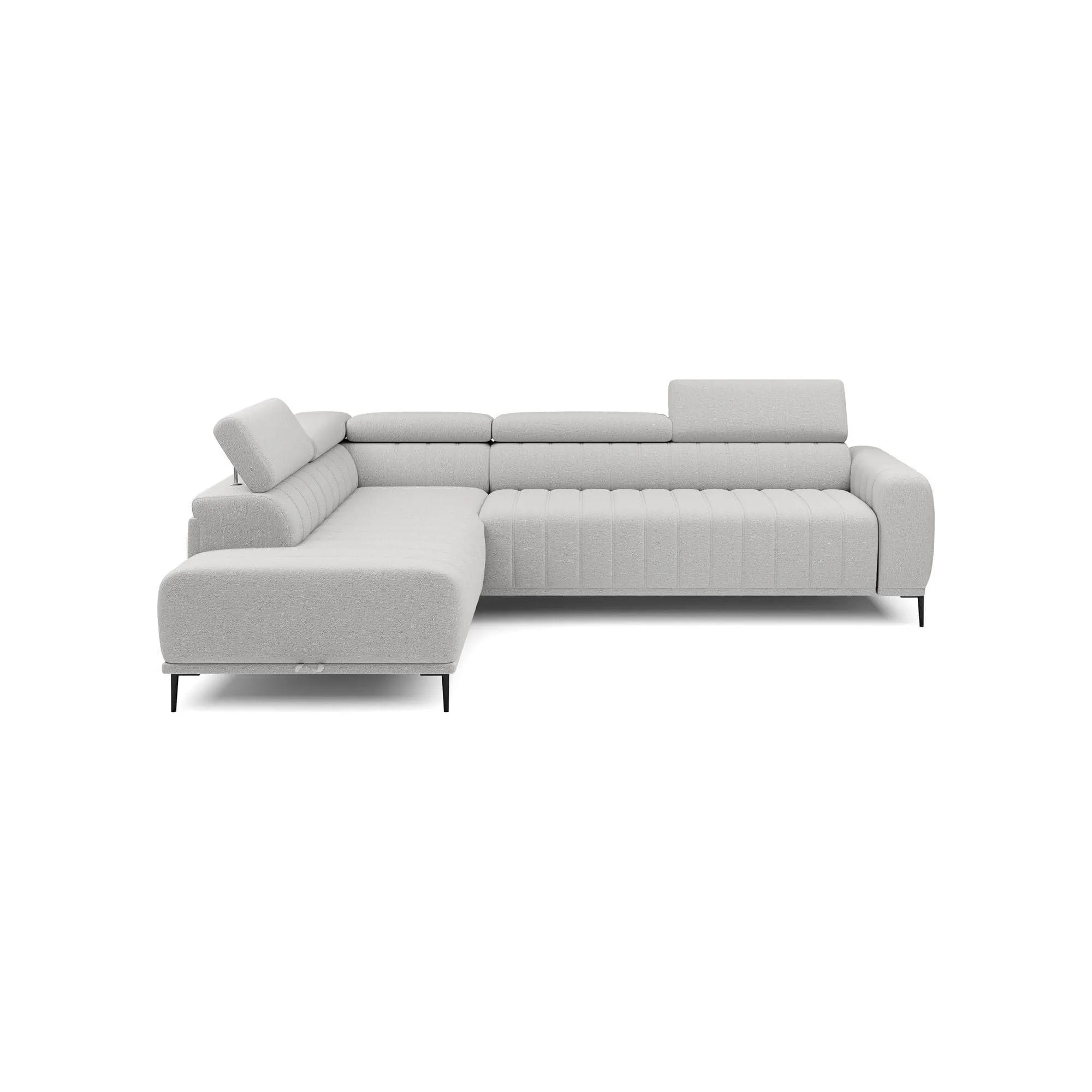 Coltar extensibil GANDI 140, personalizabil material gama Premium, cu lada depozitare si tetiere reglabile, 281x204x99 cm