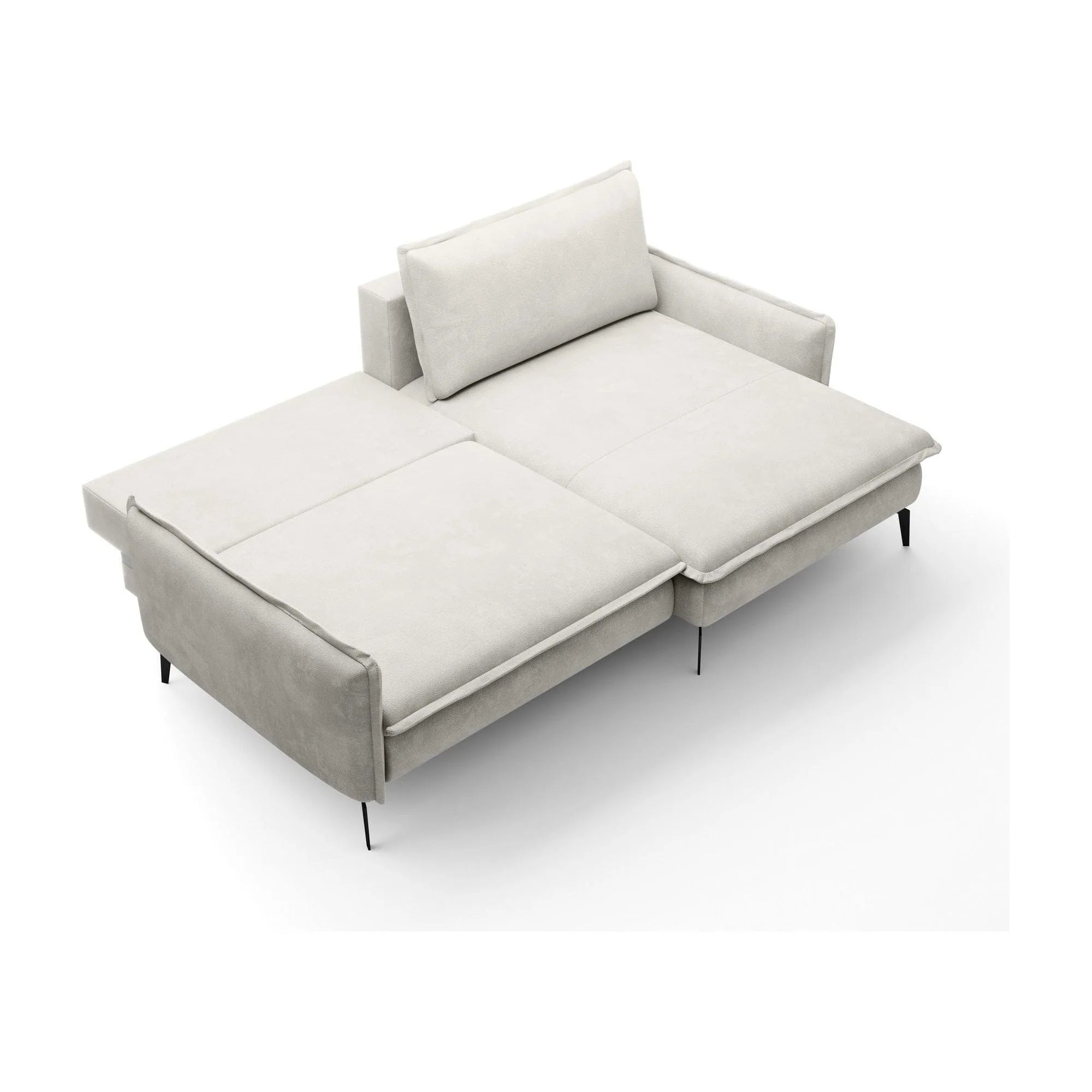 Coltar extensibil GLOSSY, sezlong stanga, stofa catifelata crem - Whisper 01, Gama Premium, cu lada depozitare, 226x162x88 cm