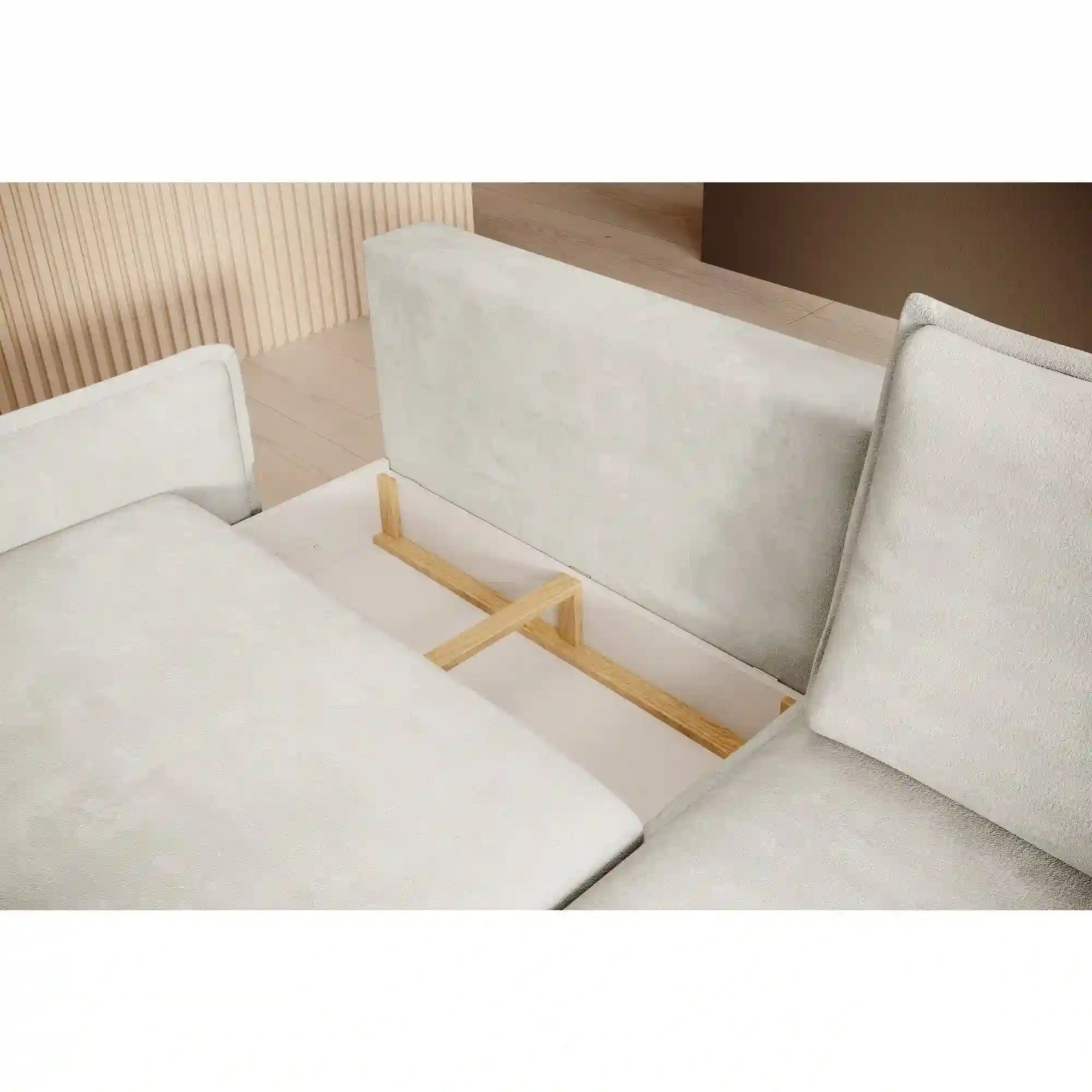 Coltar extensibil GLOSSY, sezlong dreapta, stofa catifelata bej - Riviera 16, cu lada depozitare, 226x162x88 cm