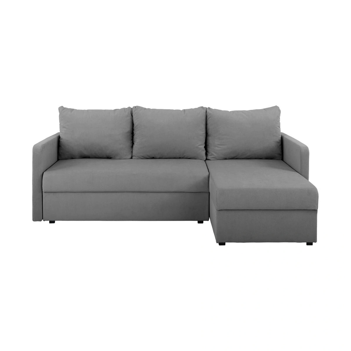 Coltar extensibil IMROS, universal, stofa catifelata gri - Pretty 17, cu lada depozitare, 218x143x93 cm