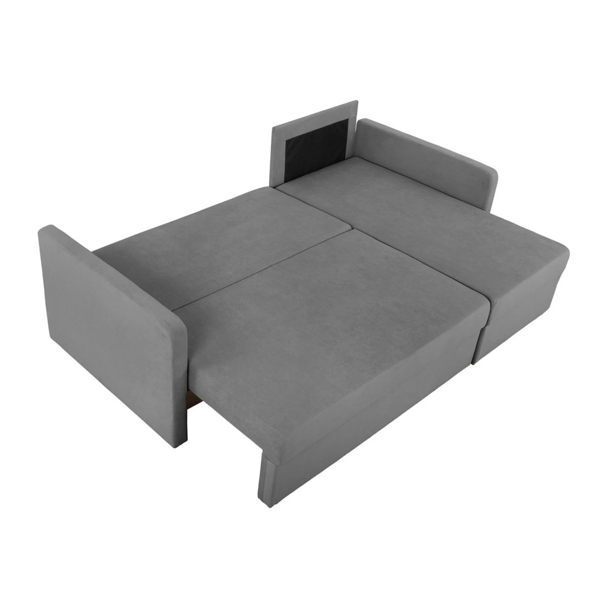 Coltar extensibil IMROS, universal, stofa catifelata gri - Pretty 17, cu lada depozitare, 218x143x93 cm