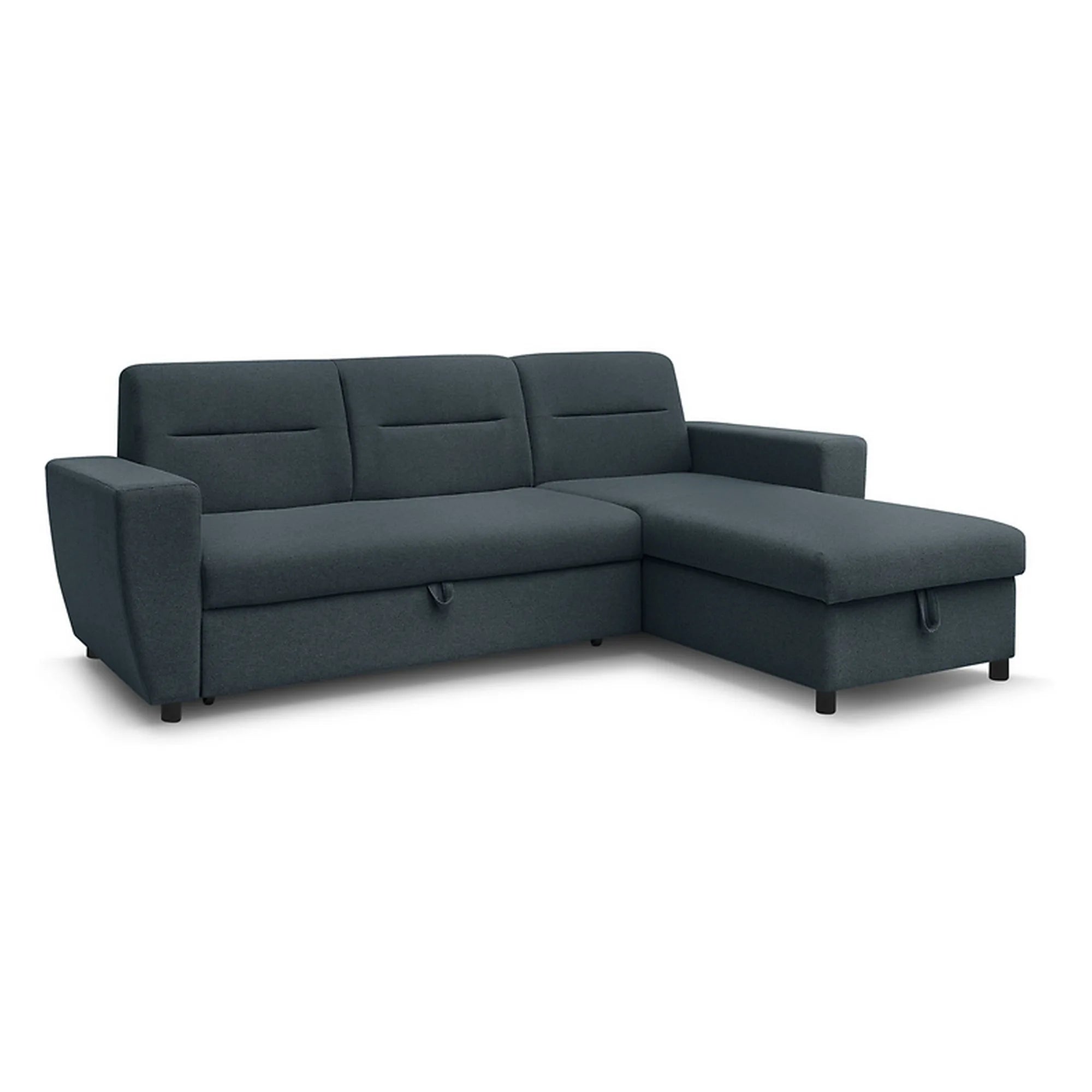 Coltar extensibil KIERTEN, universal, stofa clasica gri inchis- Opium 98, cu lada depozitare, 248x162x84 cm