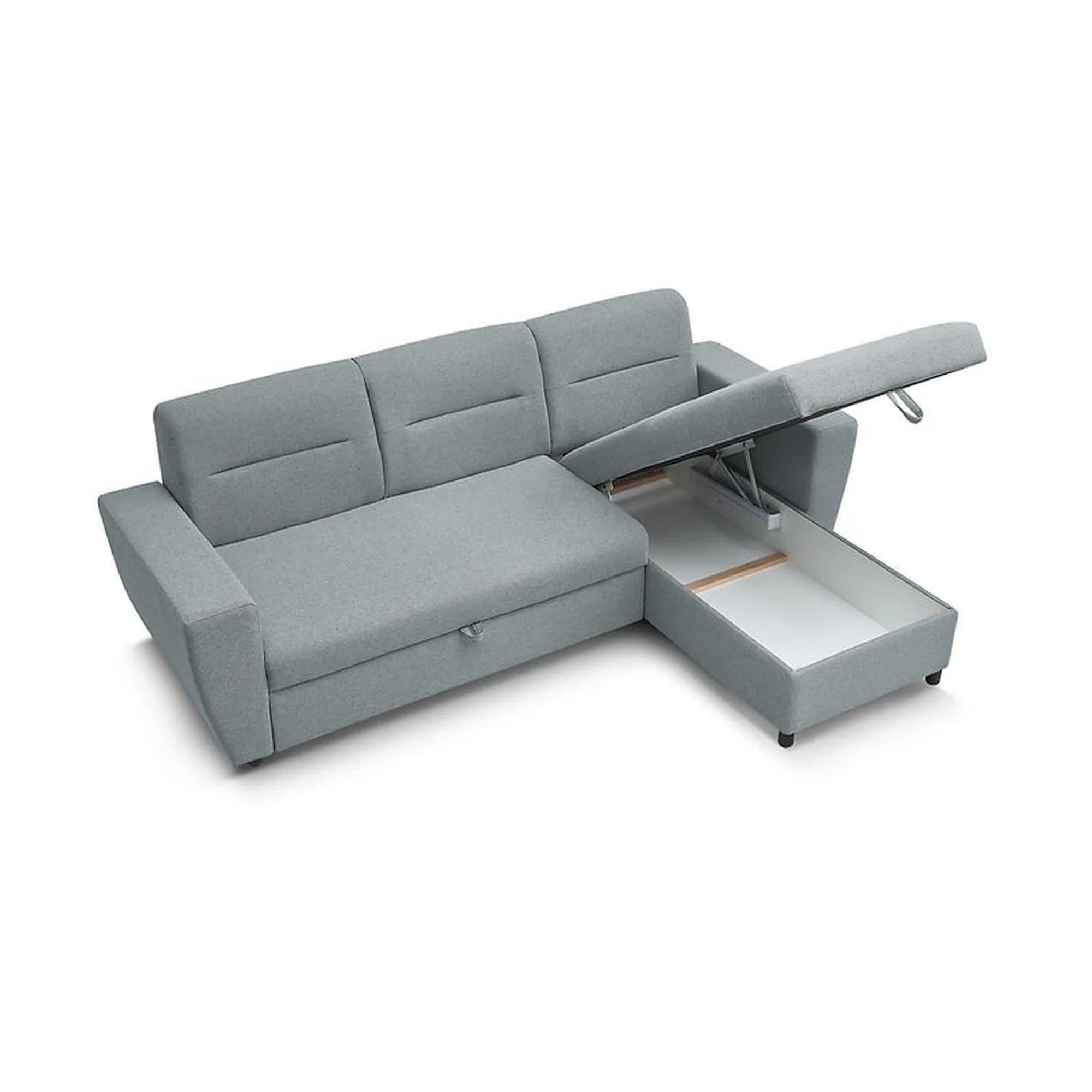 Coltar extensibil KIERTEN, universal, stofa clasica gri - Opium 85, cu lada depozitare, 248x162x84 cm