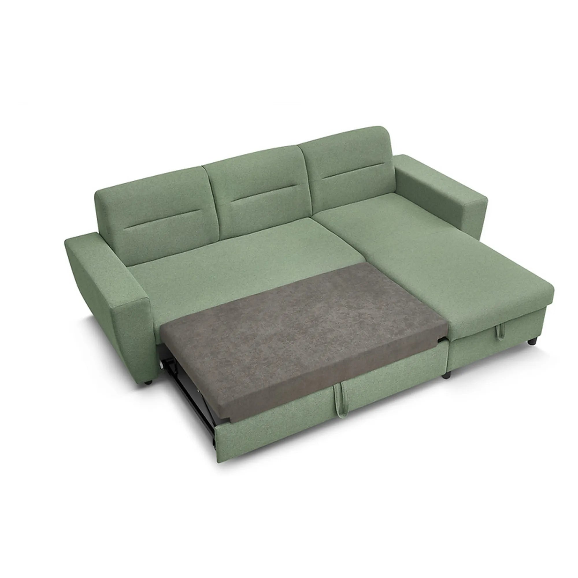 Coltar extensibil KIERTEN, universal, stofa clasica verde - Opium 34, cu lada depozitare, 248x162x84 cm