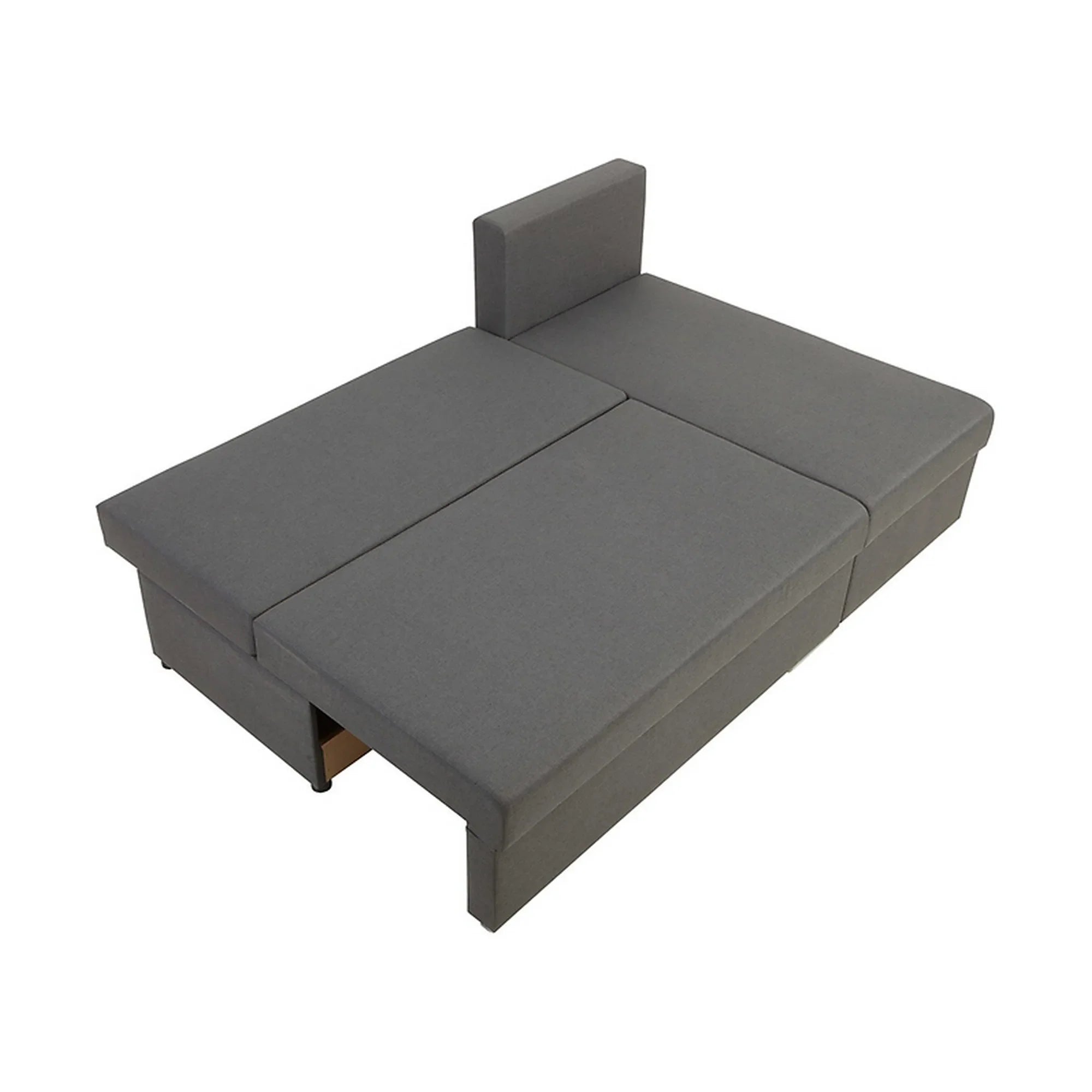 Coltar extensibil LARO, universal, stofa clasica gri, cu lada depozitare, 201x137x96 cm