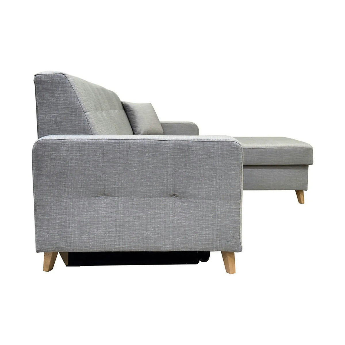 Coltar extensibil LARS, universal, stofa catifelata gri - Voss 07, cu lada depozitare, 223x161x83 cm