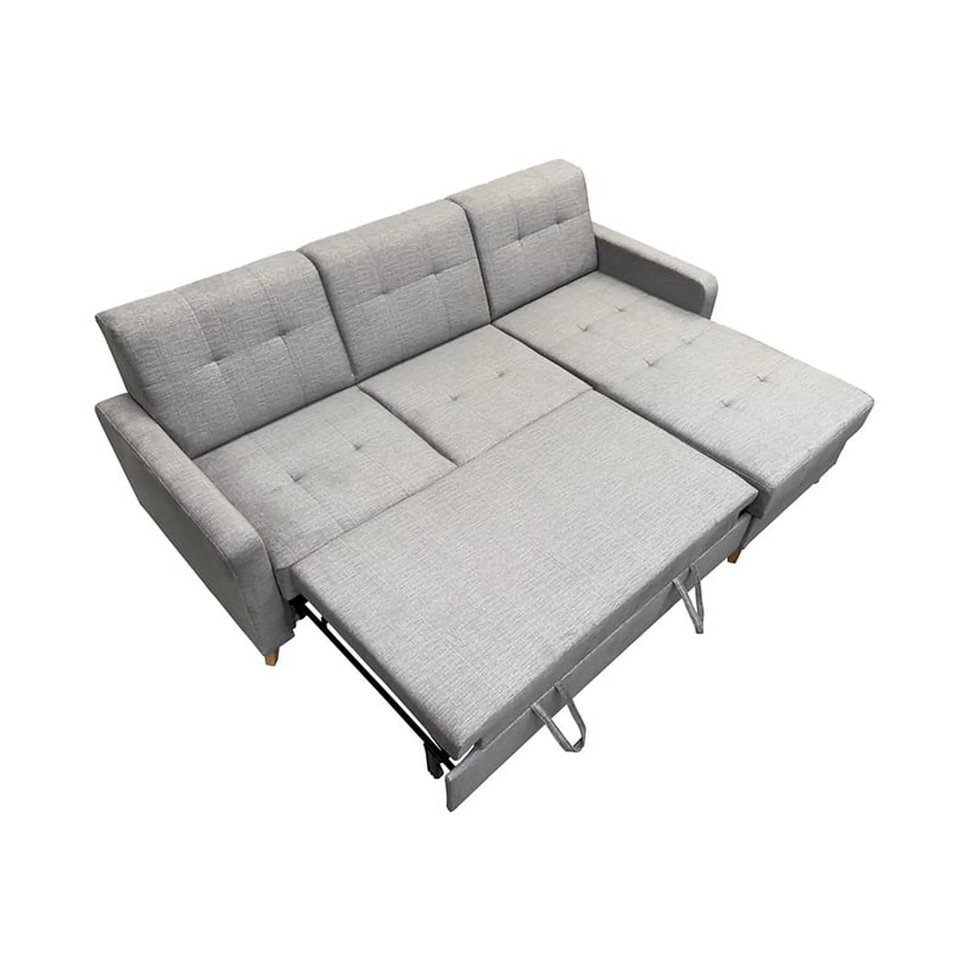 Coltar extensibil LARS, universal, stofa catifelata gri - Voss 07, cu lada depozitare, 223x161x83 cm