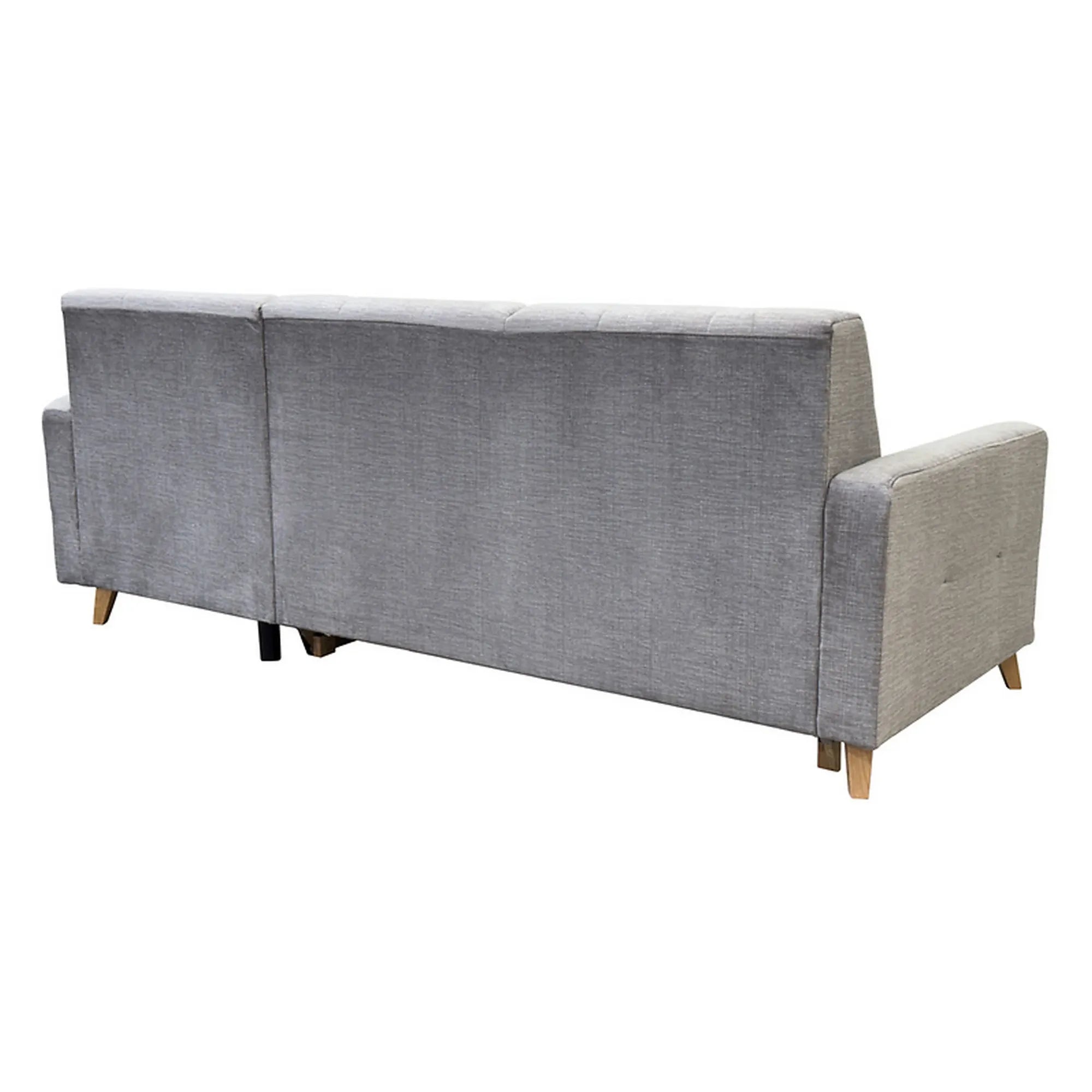 Coltar extensibil LARS, universal, stofa catifelata gri - Voss 07, cu lada depozitare, 223x161x83 cm