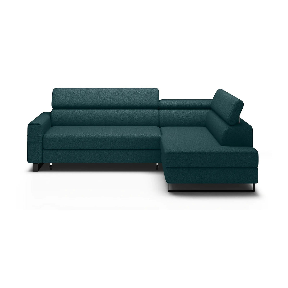 Coltar extensibil LIVIO, personalizabil, cu lada depozitare si tetiere reglabile, 249x184x90 cm