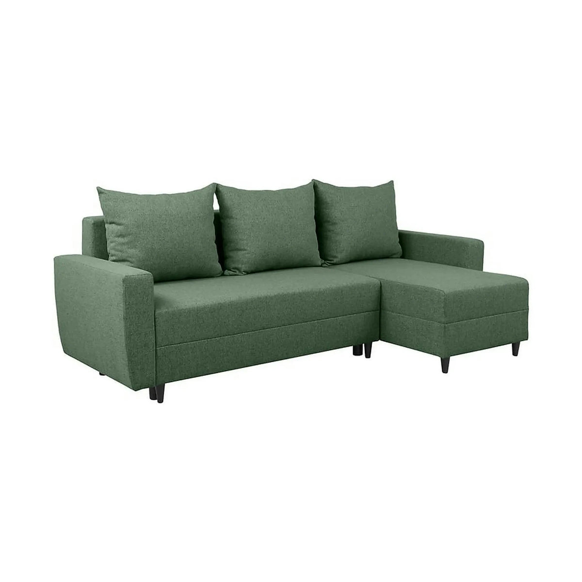 Coltar extensibil MALIN, universal, stofa clasica verde - Neve 34, cu lada depozitare, 230x136x98 cm