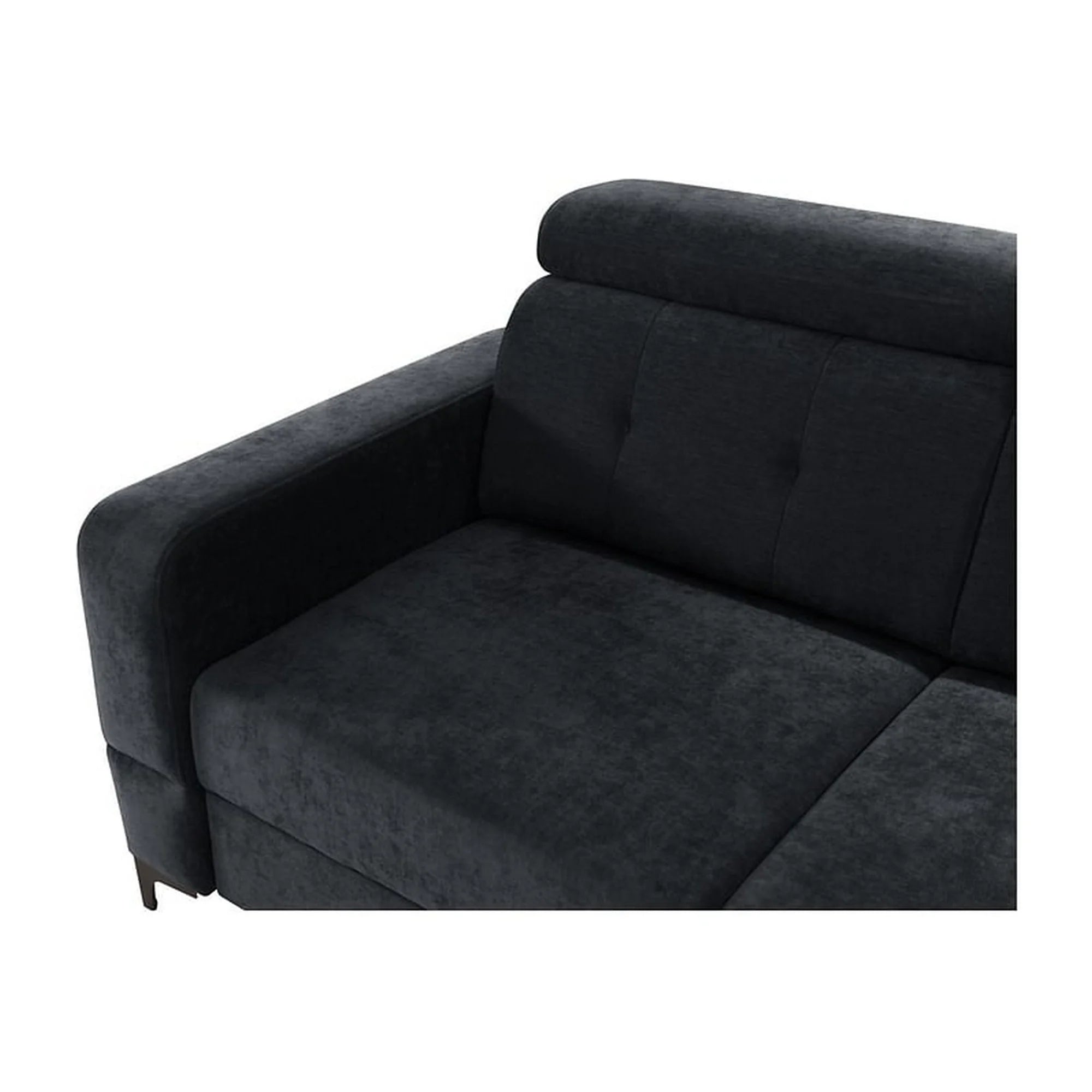 Coltar extensibil MANTO, sezlong dreapta, stofa catifelata negru - Wind 99, cu lada depozitare, 254x182x100 cm