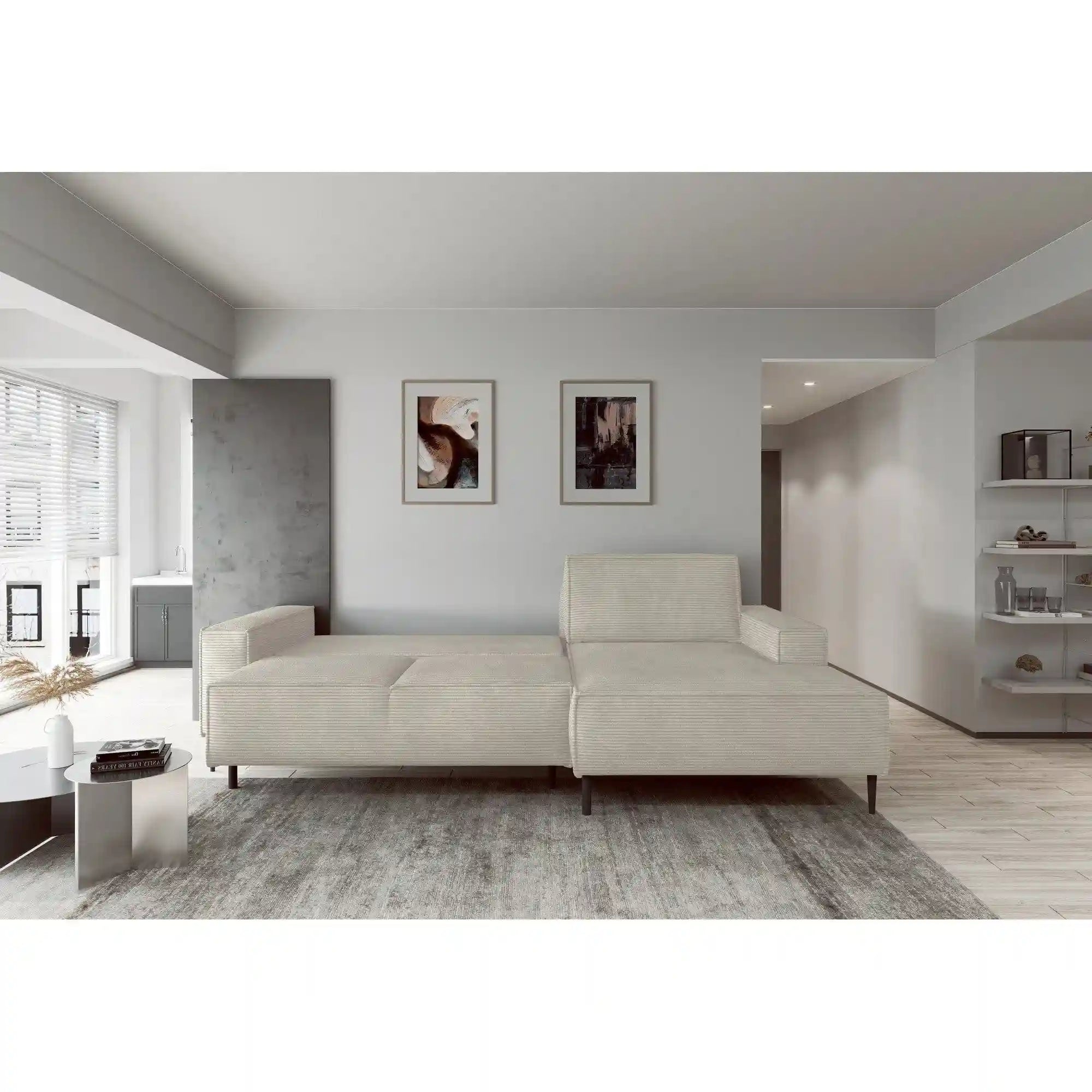 Coltar extensibil MATANO, personalizabil materiale din Gama Oferta Avantaj, cu lada depozitare, 270x163x89 cm