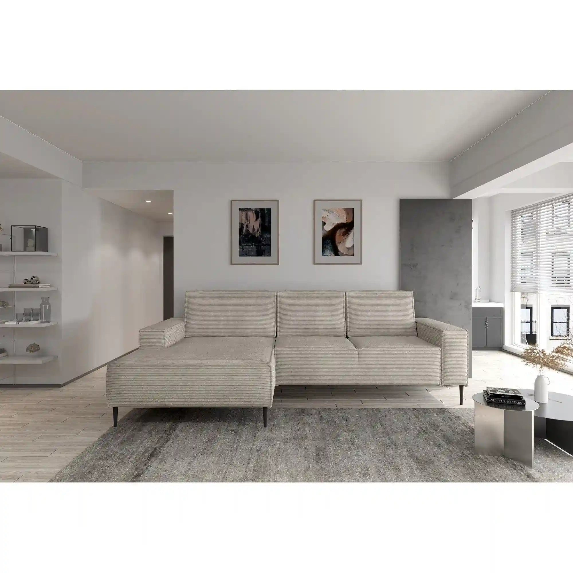 Coltar extensibil MATANO, personalizabil materiale din Gama Oferta Avantaj, cu lada depozitare, 270x163x89 cm