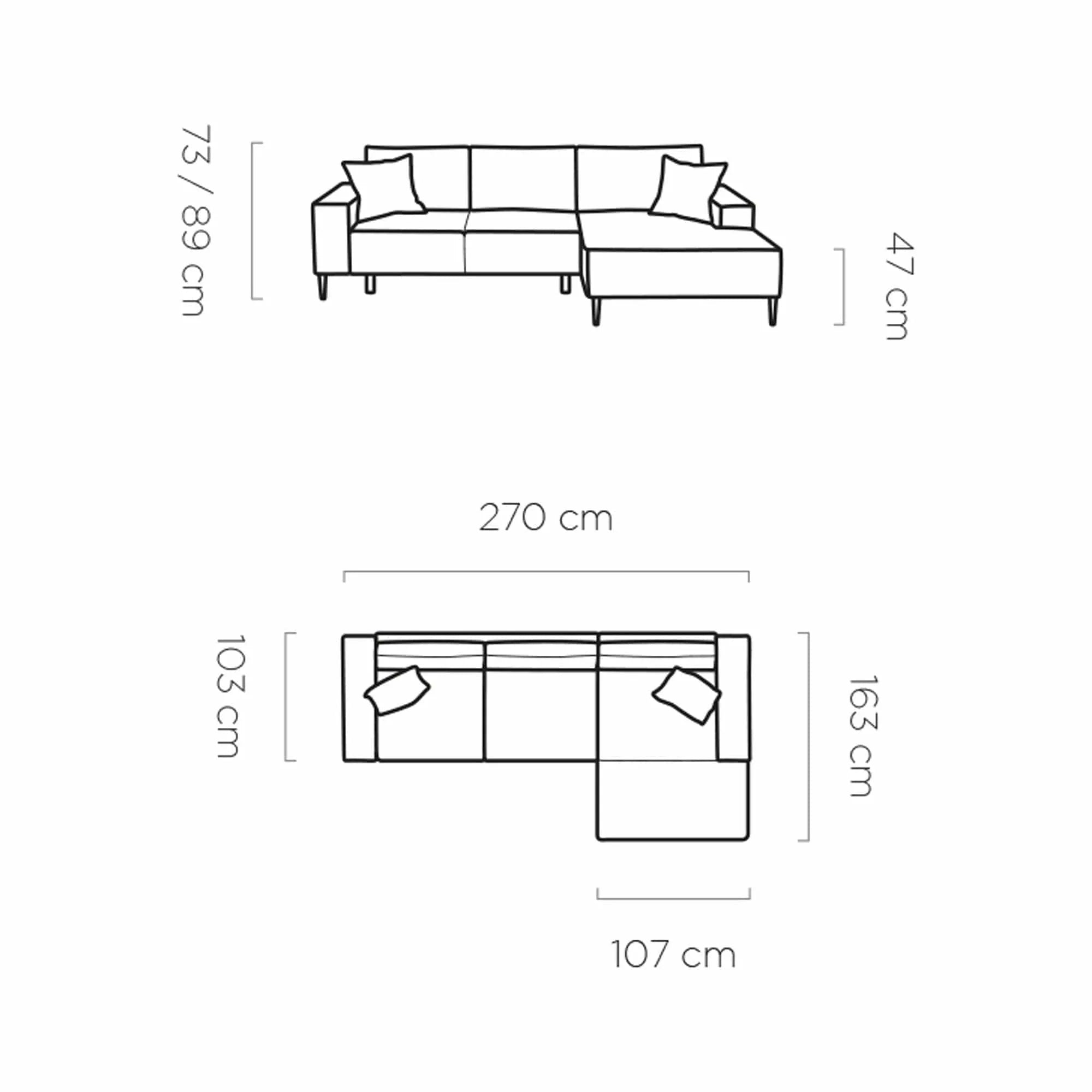 Coltar extensibil MATANO, personalizabil materiale din Gama Oferta Avantaj, cu lada depozitare, 270x163x89 cm