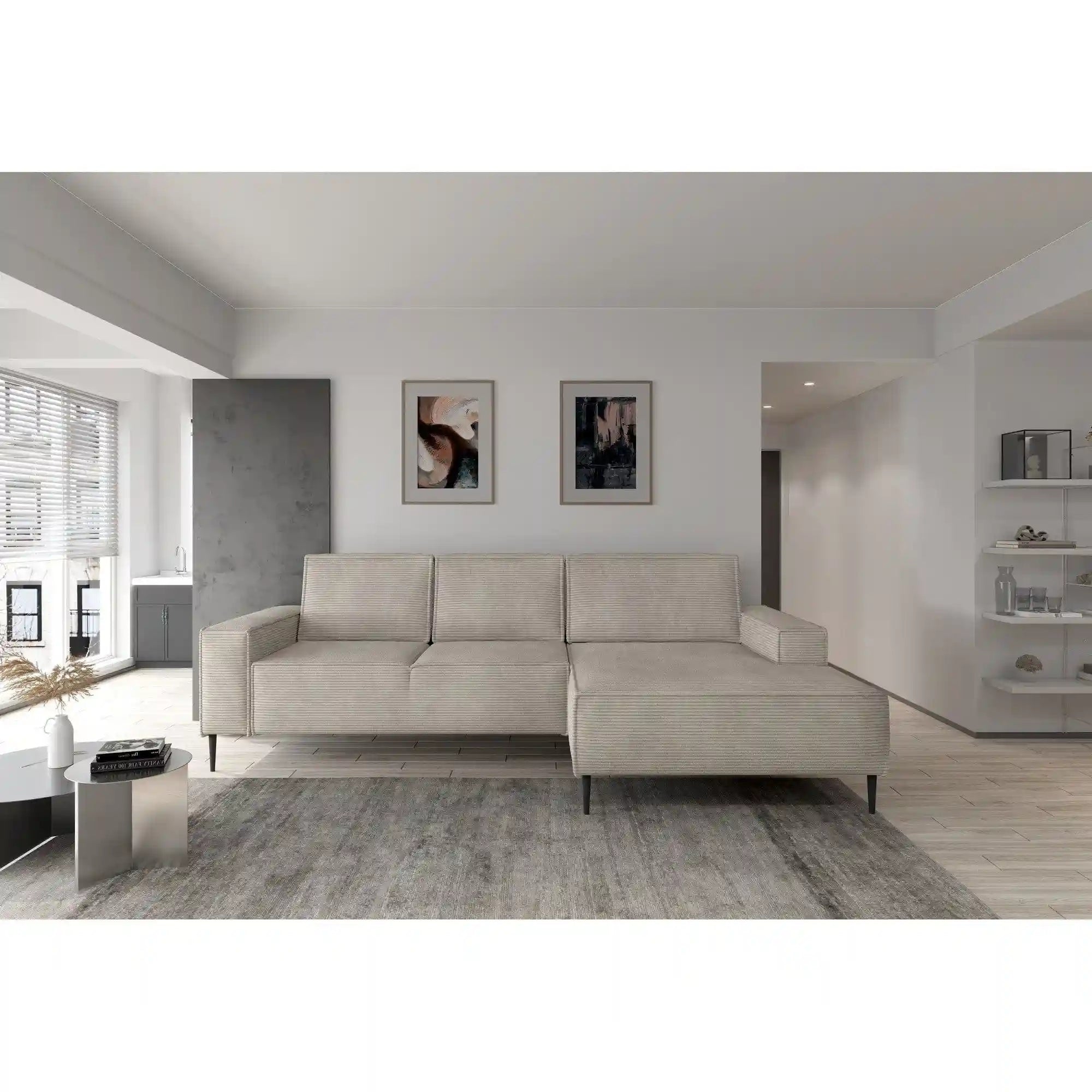 Coltar extensibil MATANO, personalizabil materiale din gama Premium, cu lada depozitare, 270x163x89 cm