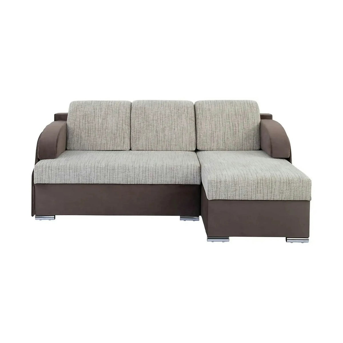 Coltar extensibil MERIN, universal, stofa catifelata maro/gri, cu lada depozitare, 205x138x89 cm