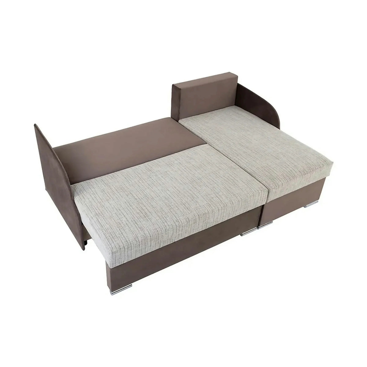 Coltar extensibil MERIN, universal, stofa catifelata maro/gri, cu lada depozitare, 205x138x89 cm