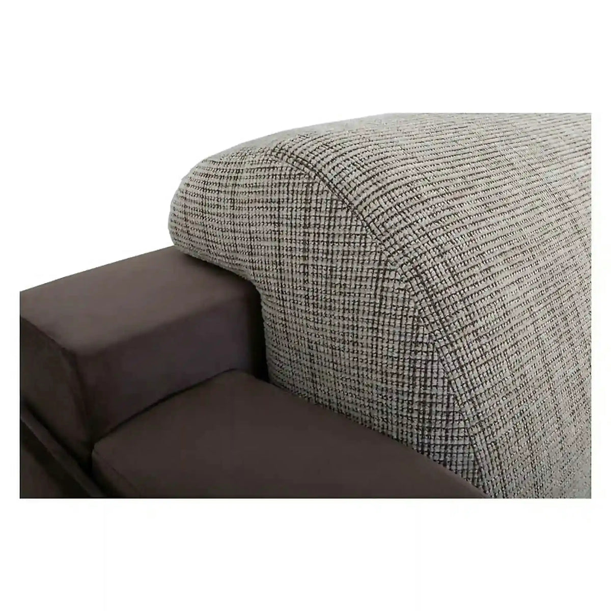 Coltar extensibil MERIN, universal, stofa catifelata maro/gri, cu lada depozitare, 205x138x89 cm