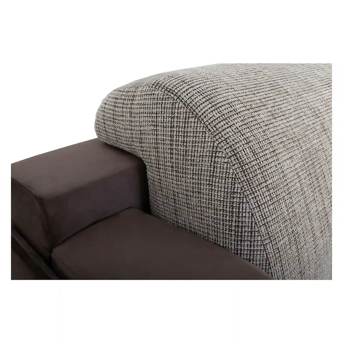 Coltar extensibil MERIN, universal, stofa catifelata maro/gri, cu lada depozitare, 205x138x89 cm