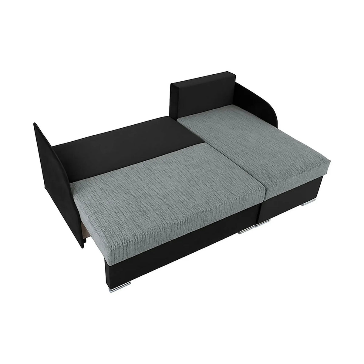 Coltar extensibil MERIN, universal, stofa catifelata negru/gri, cu lada depozitare, 205x138x89 cm