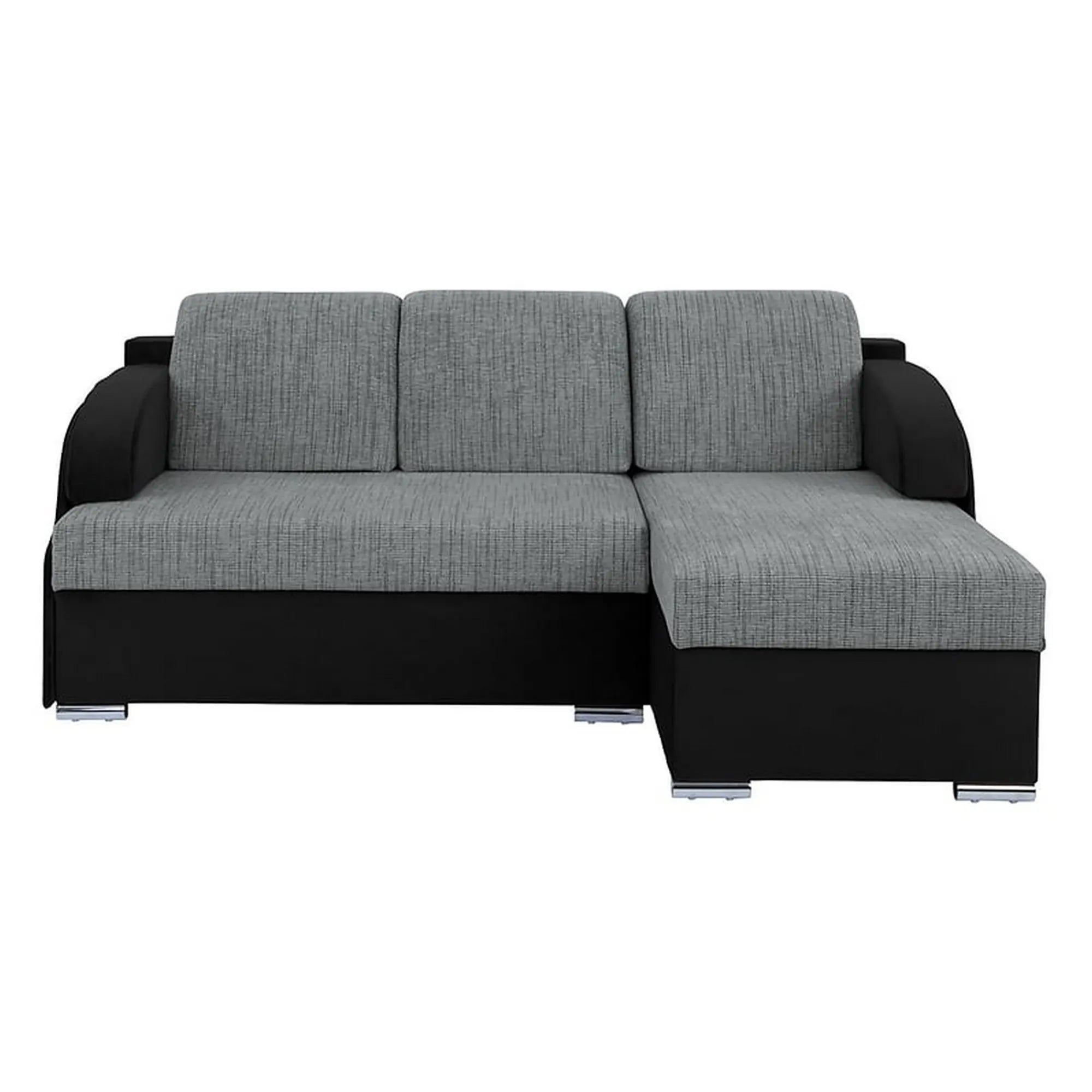 Coltar extensibil MERIN, universal, stofa catifelata negru/gri, cu lada depozitare, 205x138x89 cm
