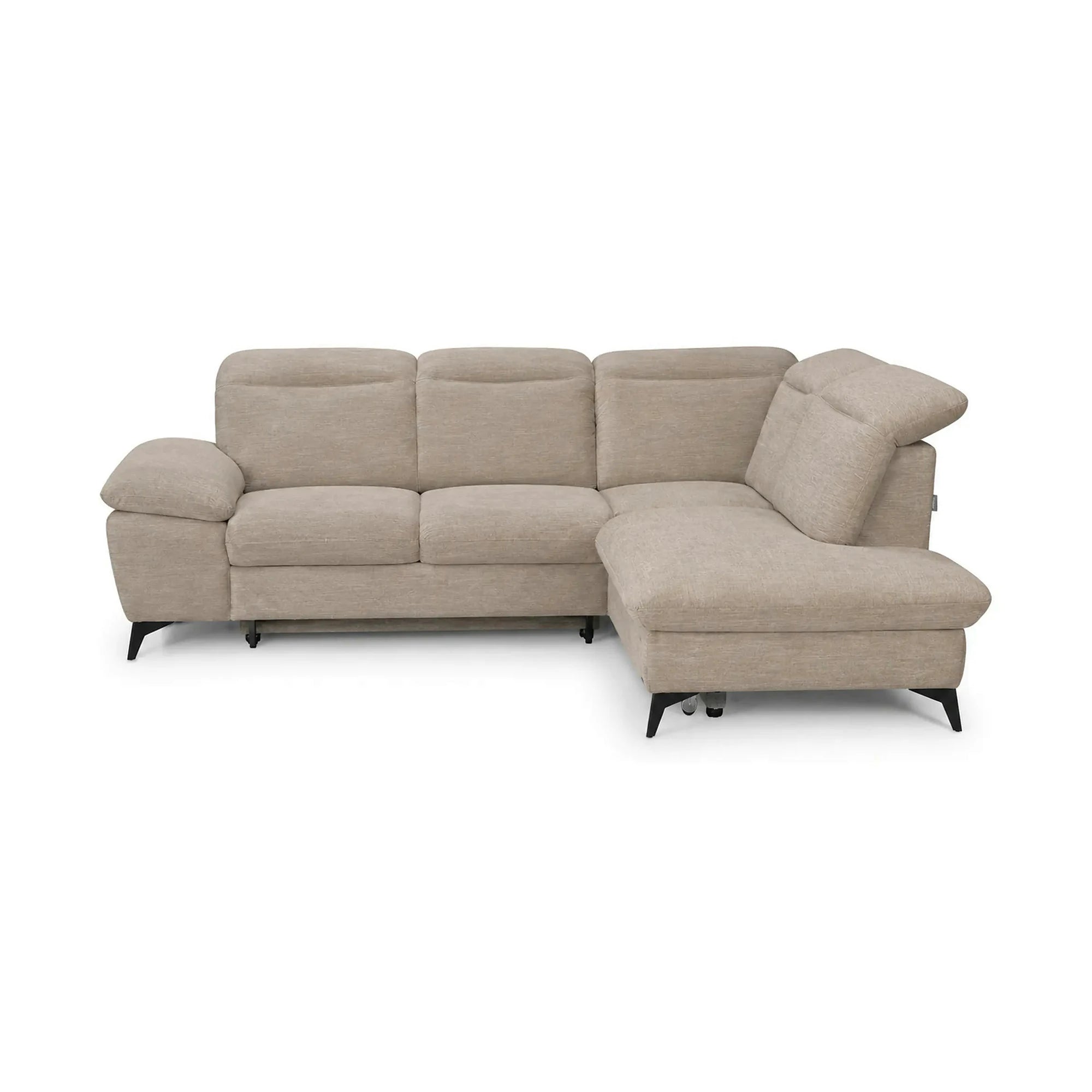 Coltar extensibil modern living LUNA, sezlong dreapta, stofa clasica bej - Campsbay R463, 268x212x101 cm
