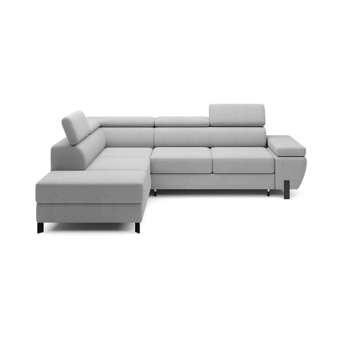 Coltar extensibil MOLINA L, personalizabil, cu lada depozitare si tetiere reglabile, 263x210x90 cm