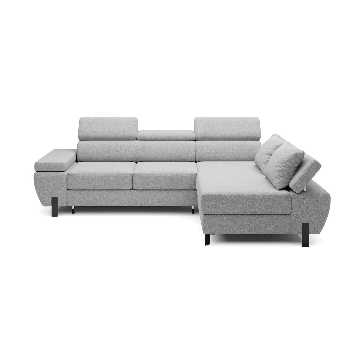 Coltar extensibil MOLINA MINI, sezlong dreapta, stofa gri deschis - Austin 18, cu lada depozitare, 277x189x90 cm