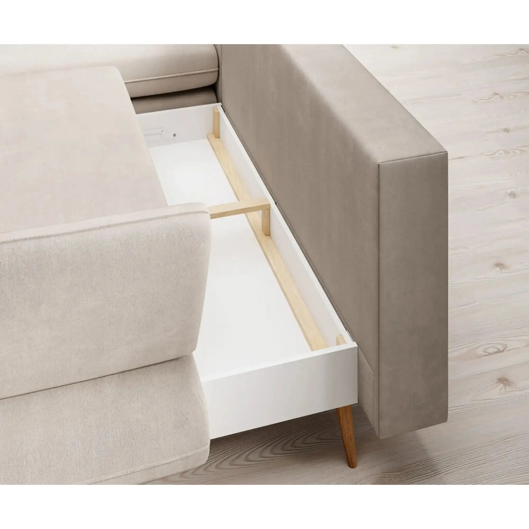 Coltar extensibil MONTE, sezlong dreapta, stofa catifelata gri antracit - Palladium 17, Gama Premium, cu lada depozitare, 283x181x90 cm