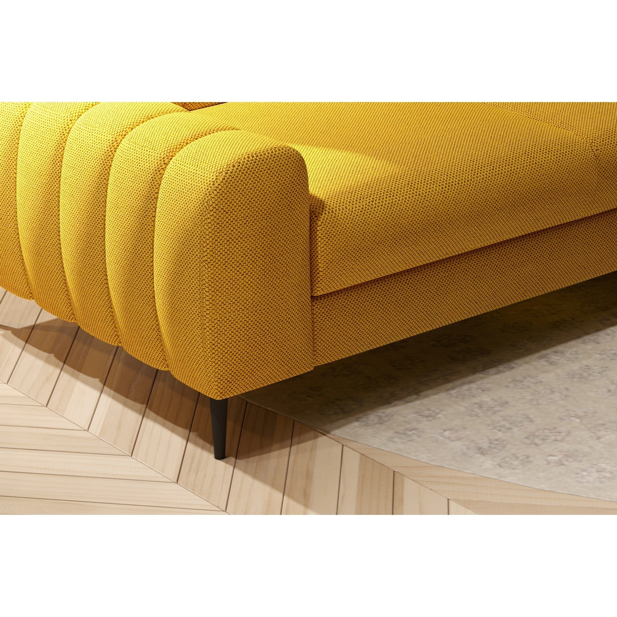Coltar extensibil NAVAS MINI, sezlong dreapta, stofa catifelata albastru inchis - Lounge 13, Gama Premium, cu lada depozitare si tetiere reglabile, 240x165x86 cm