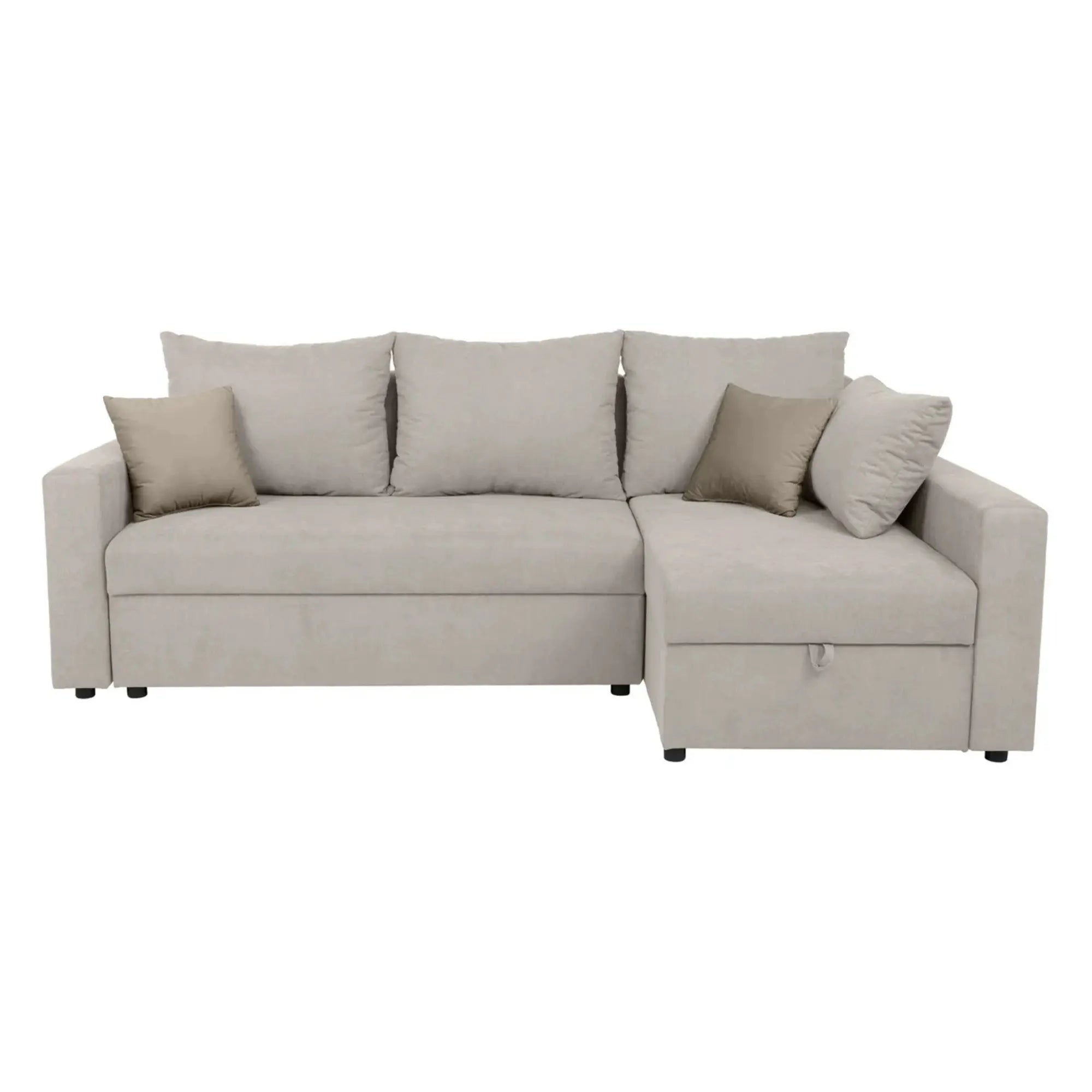 Coltar extensibil PREZEMEK IV, universal, stofa clasica bej, cu lada depozitare, 240x138x89 cm