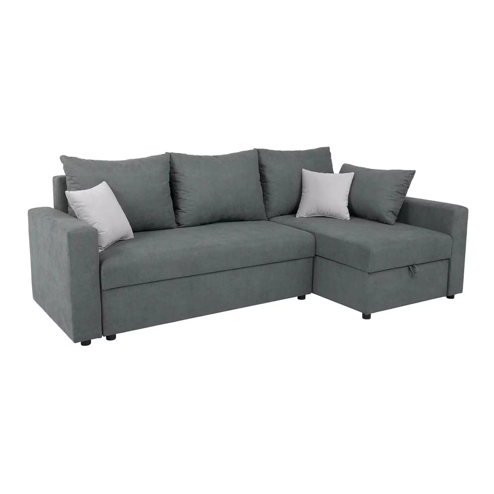 Coltar extensibil PREZEMEK IV, universal, stofa clasica gri - Enjoy New 23, cu lada depozitare, 240x138x89 cm