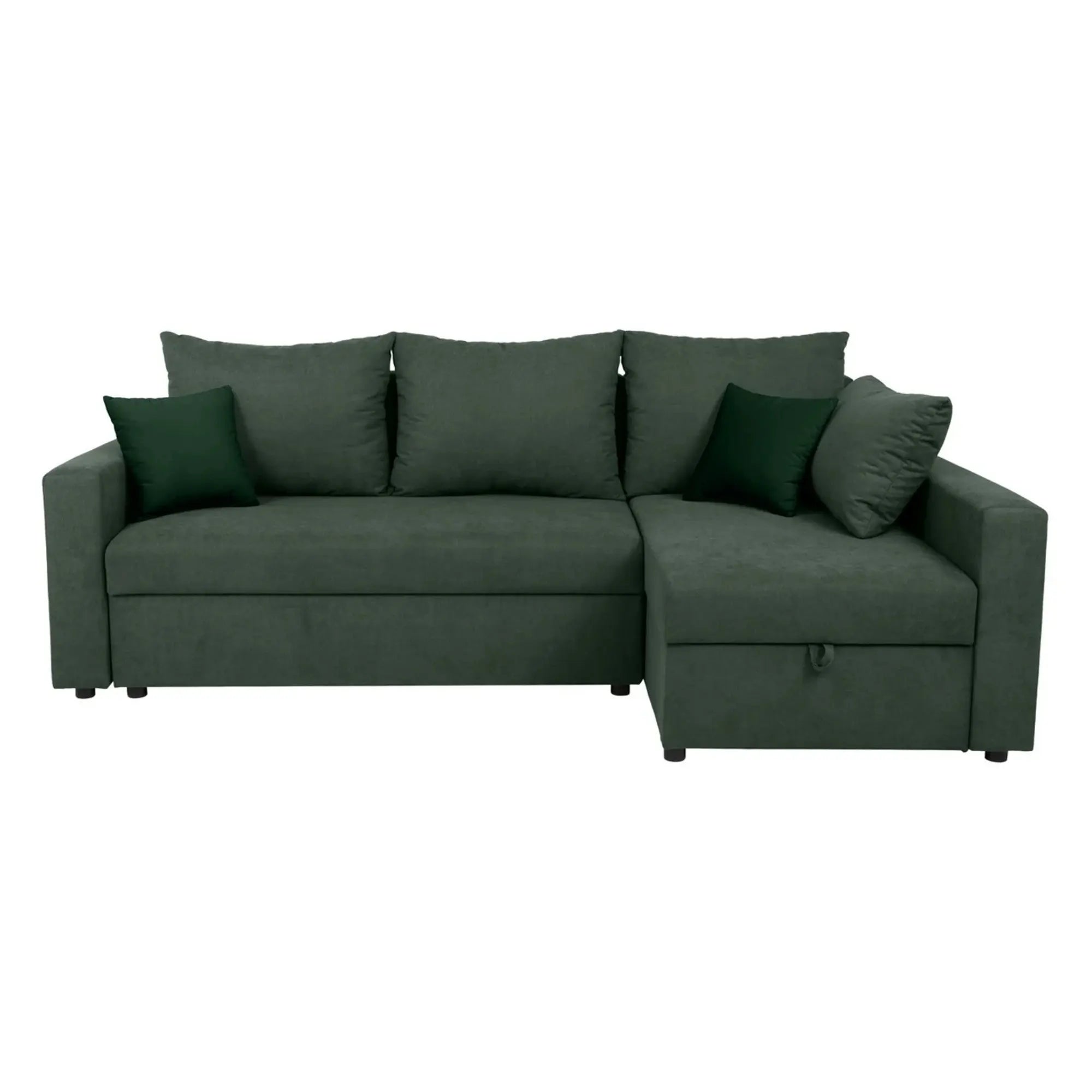 Coltar extensibil PREZEMEK IV, universal, stofa clasica verde, cu lada depozitare, 240x138x89 cm