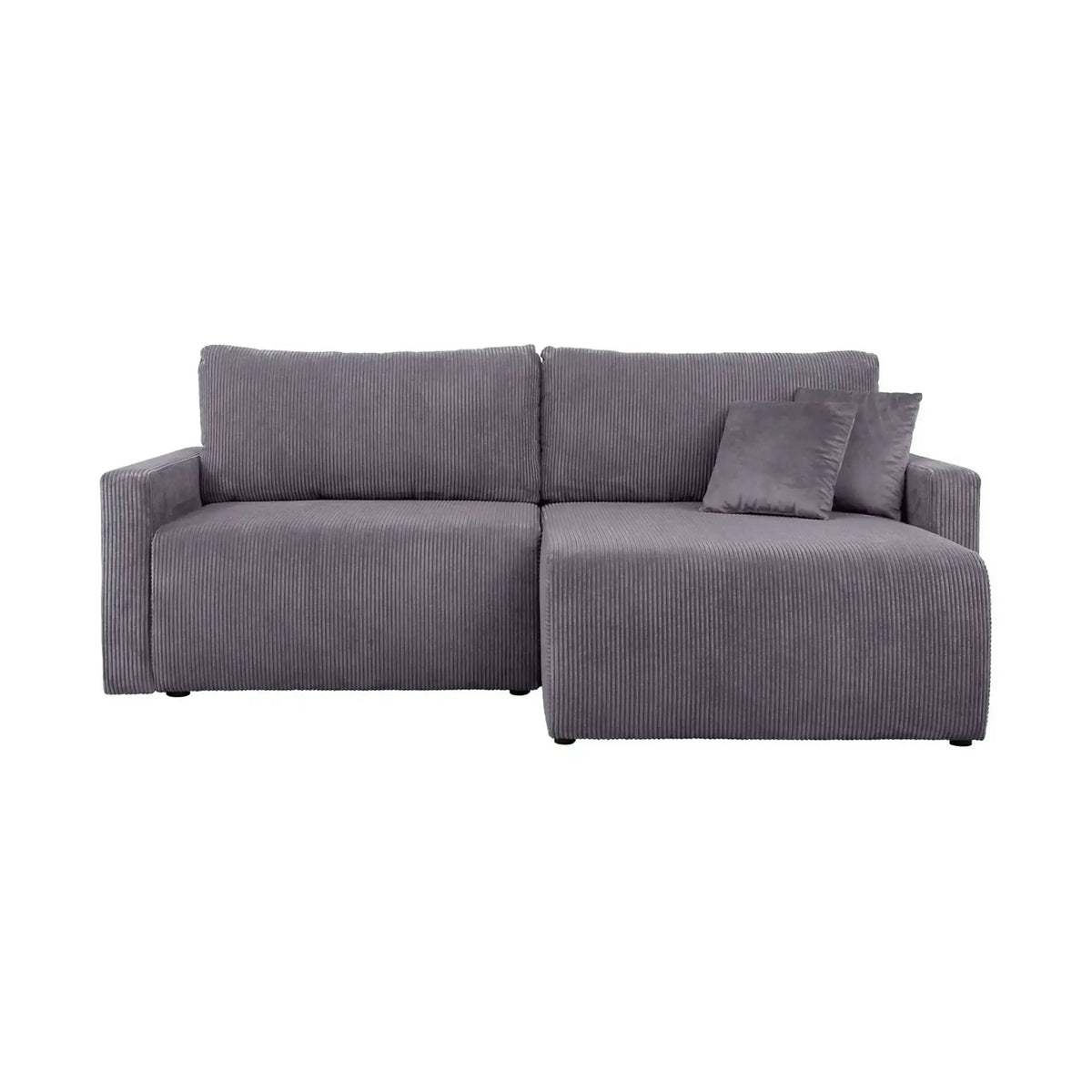 Coltar extensibil RUFIO, universal, stofa catifelata gri - Paso 22, cu lada depozitare, 230x146x91 cm