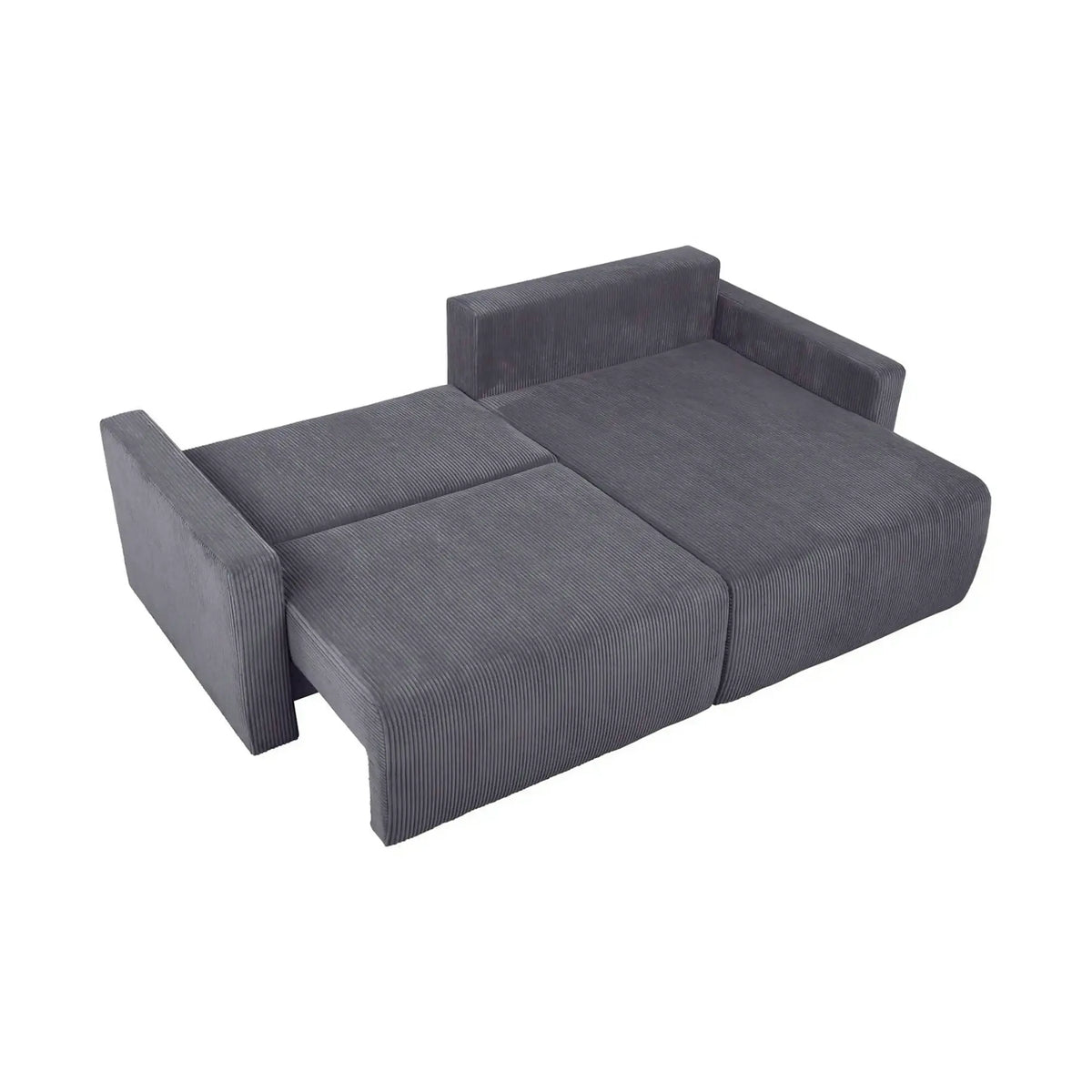 Coltar extensibil RUFIO, universal, stofa catifelata gri - Paso 22, cu lada depozitare, 230x146x91 cm