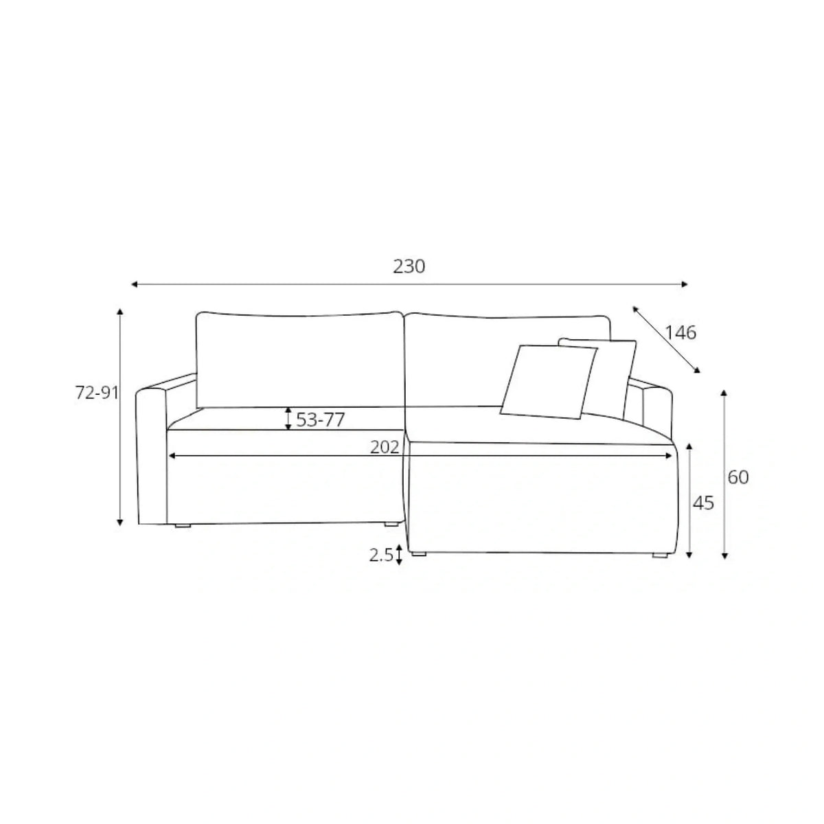 Coltar extensibil RUFIO, universal, stofa catifelata gri - Paso 22, cu lada depozitare, 230x146x91 cm