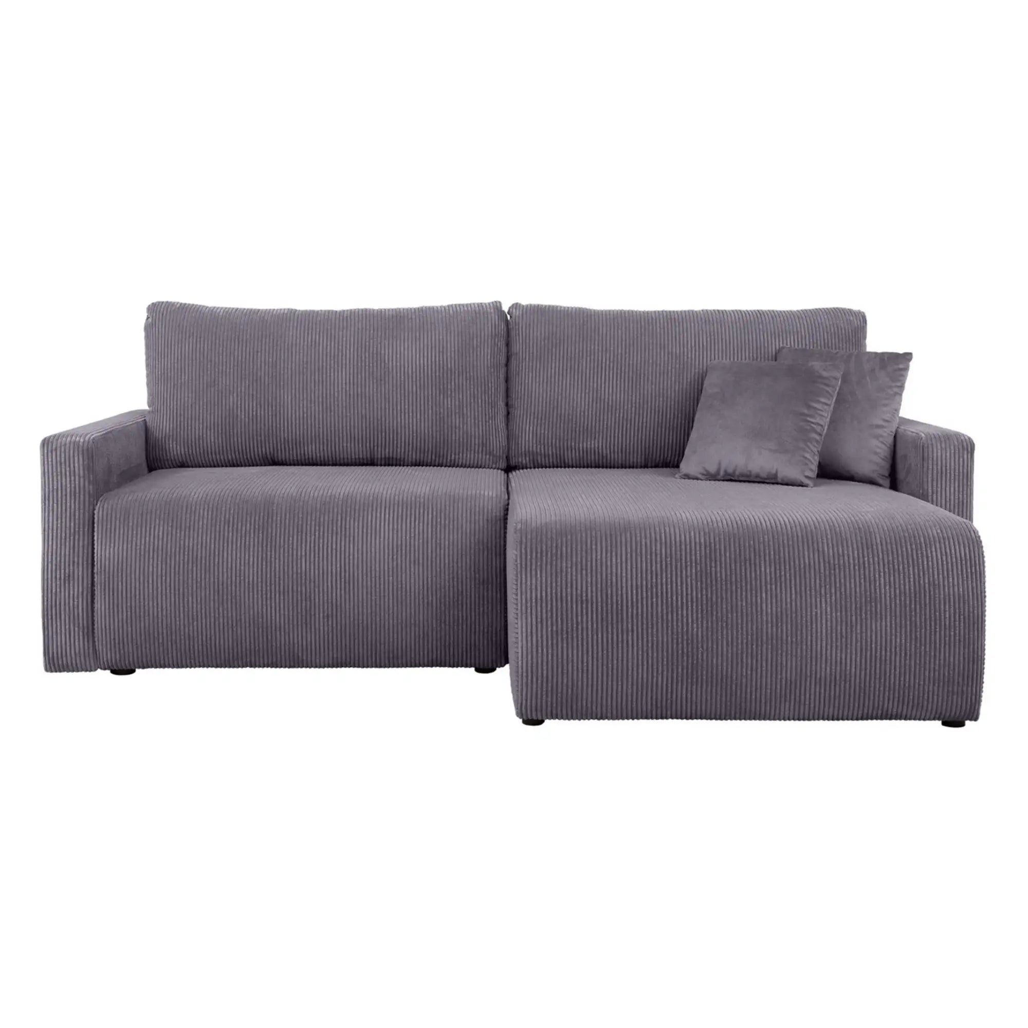 Coltar extensibil RUFIO, universal, stofa catifelata gri - Paso 22, cu lada depozitare, 230x146x91 cm