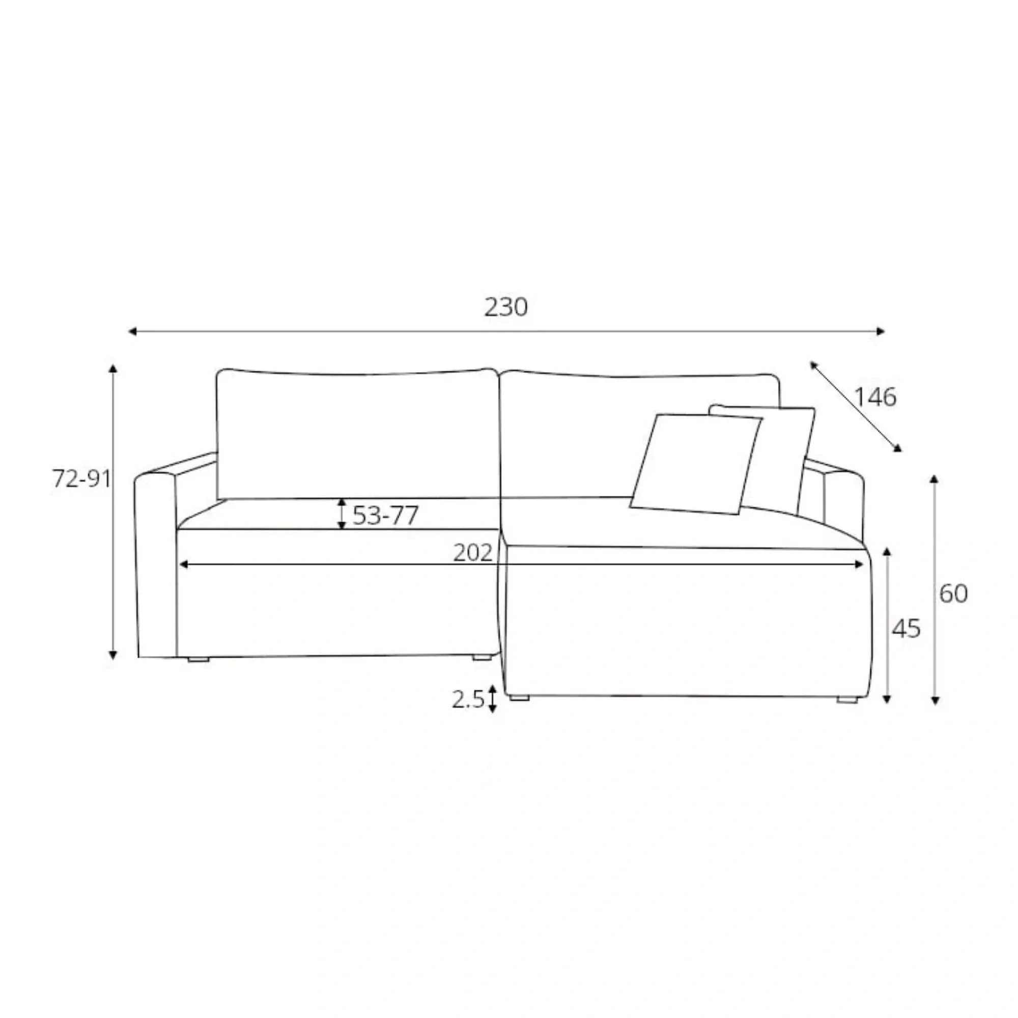 Coltar extensibil RUFIO, universal, stofa catifelata gri - Paso 22, cu lada depozitare, 230x146x91 cm