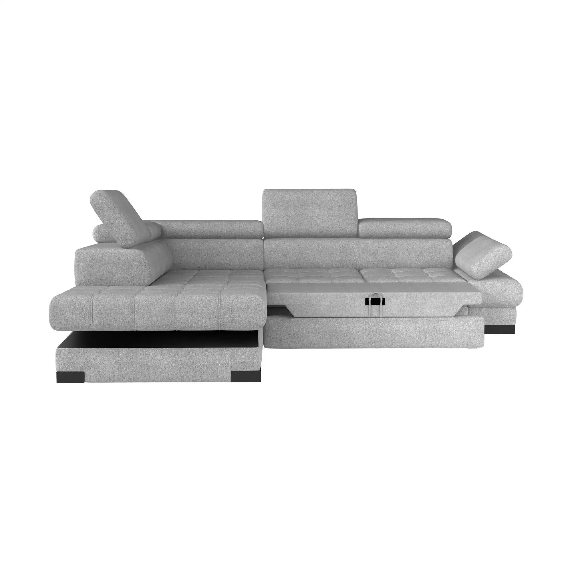 Coltar extensibil SELVA L, personalizabil materiale gama Premium, cu lada depozitare si tetiere reglabile, 263x223x95 cm