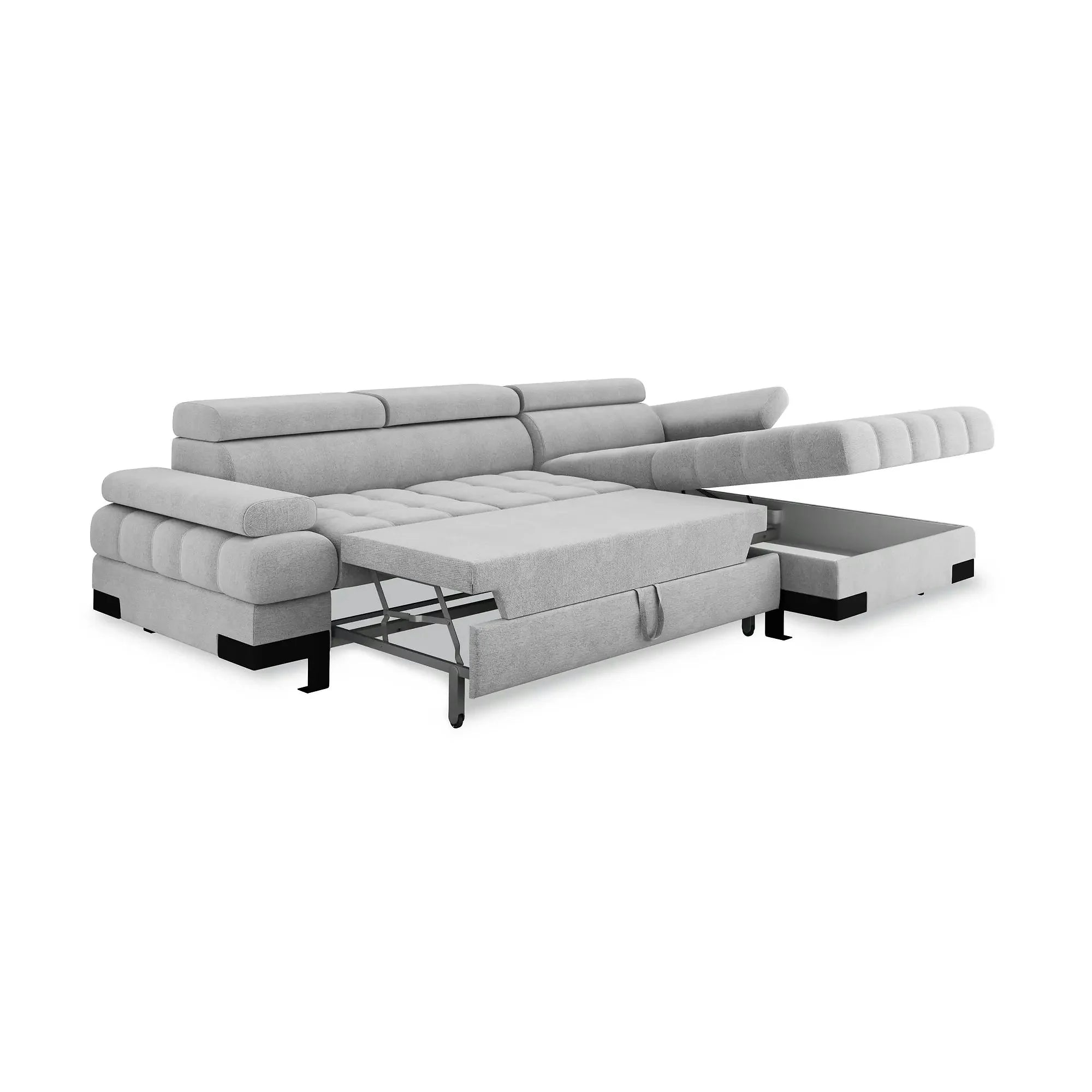 Coltar extensibil SELVA MINI, personalizabil, cu lada depozitare si tetiere reglabile, 270x173x95 cm