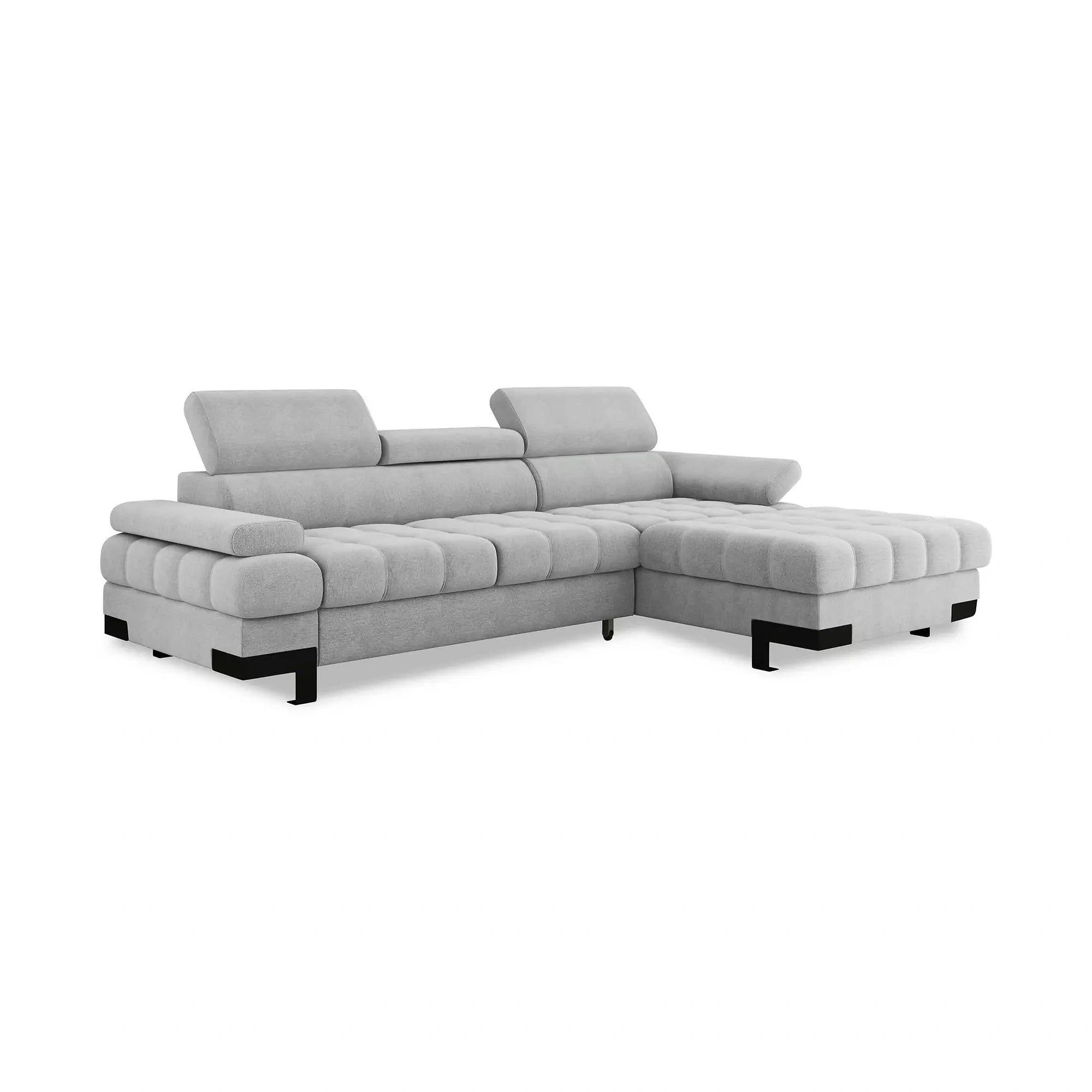 Coltar extensibil SELVA MINI, personalizabil, cu lada depozitare si tetiere reglabile, 270x173x95 cm