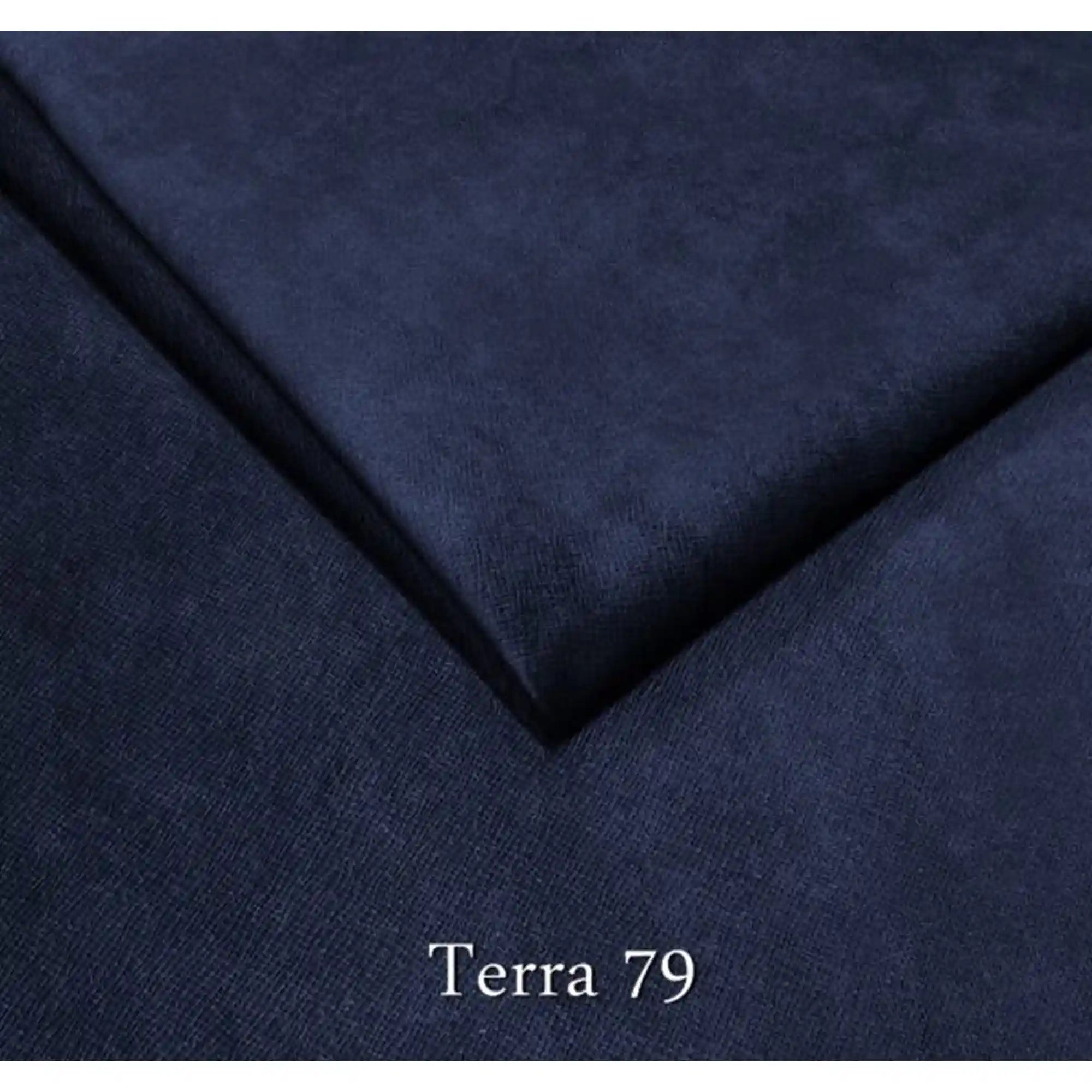 Coltar extensibil SELVA MINI, sezlong dreapta, stofa catifelata albastru inchis - Terra 79, Gama Premium, cu lada depozitare si tetiere reglabile, 270x173x95 cm