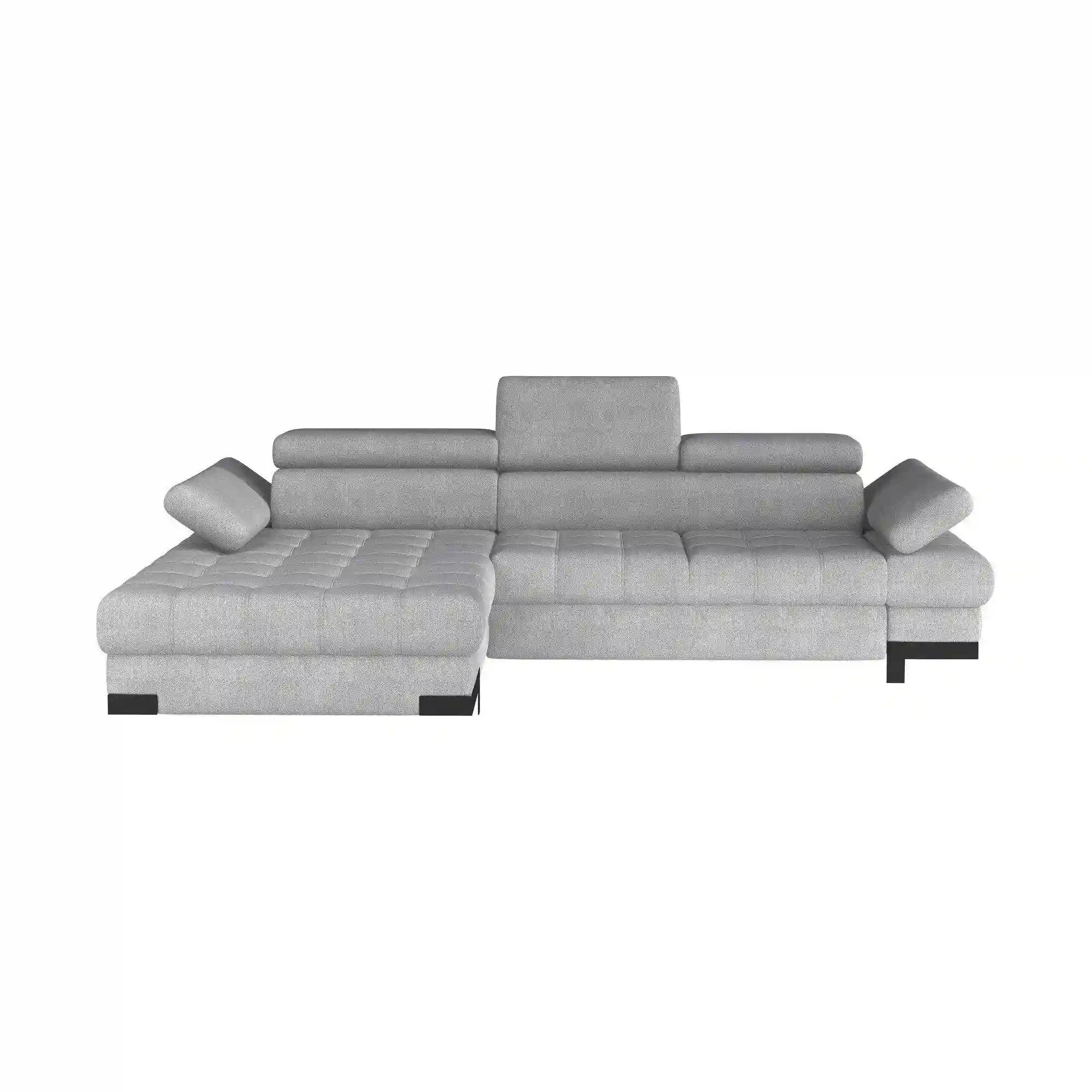 Coltar extensibil SELVA MINI, sezlong stanga, stofa clasica gri - Austin 19, cu lada depozitare, 270x173x95 cm