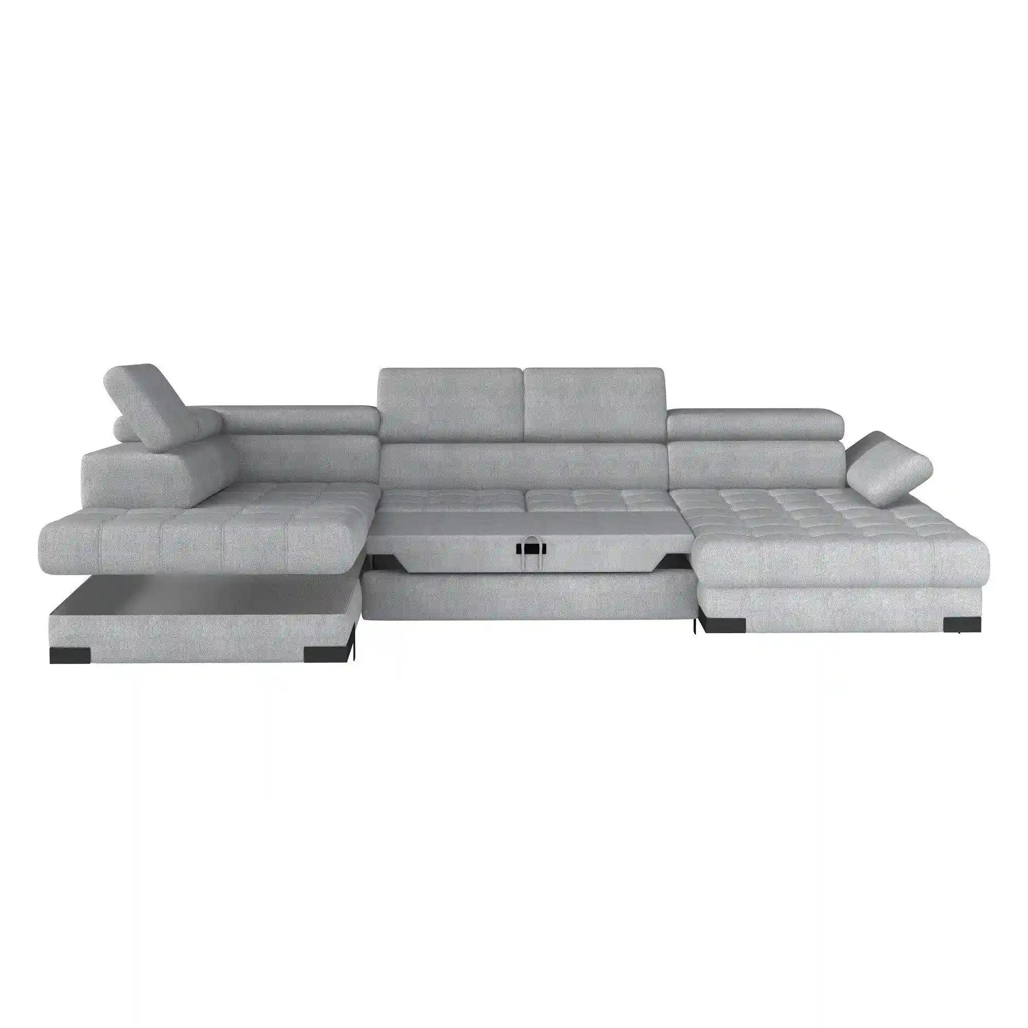 Coltar extensibil SELVA XL, personalizabil materiale gama Premium, cu lada depozitare si tetiere reglabile, 339x223x95 cm