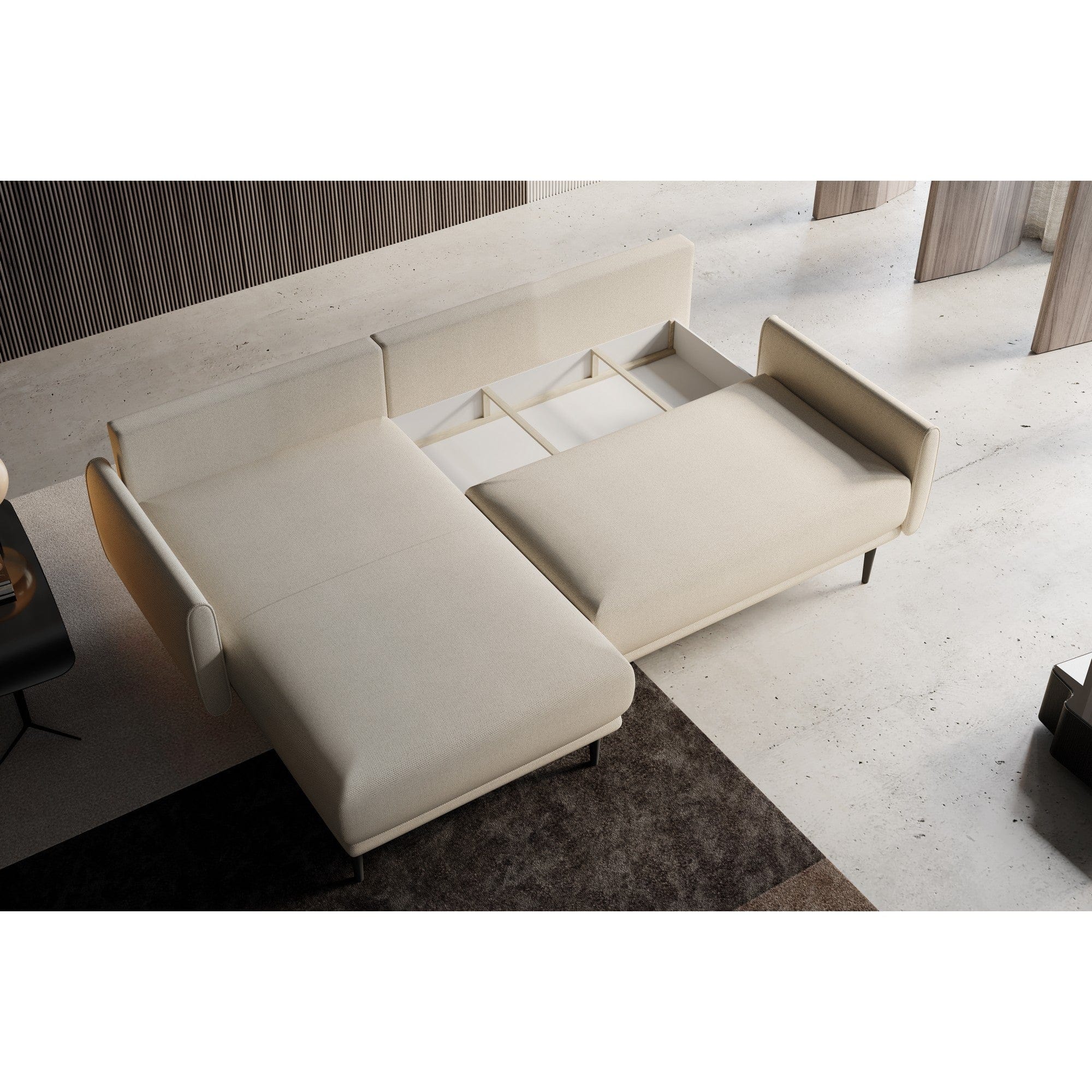 Coltar extensibil SOHO, personalizabil materiale Gama Premium, cu lada depozitare, 223x163x83 cm